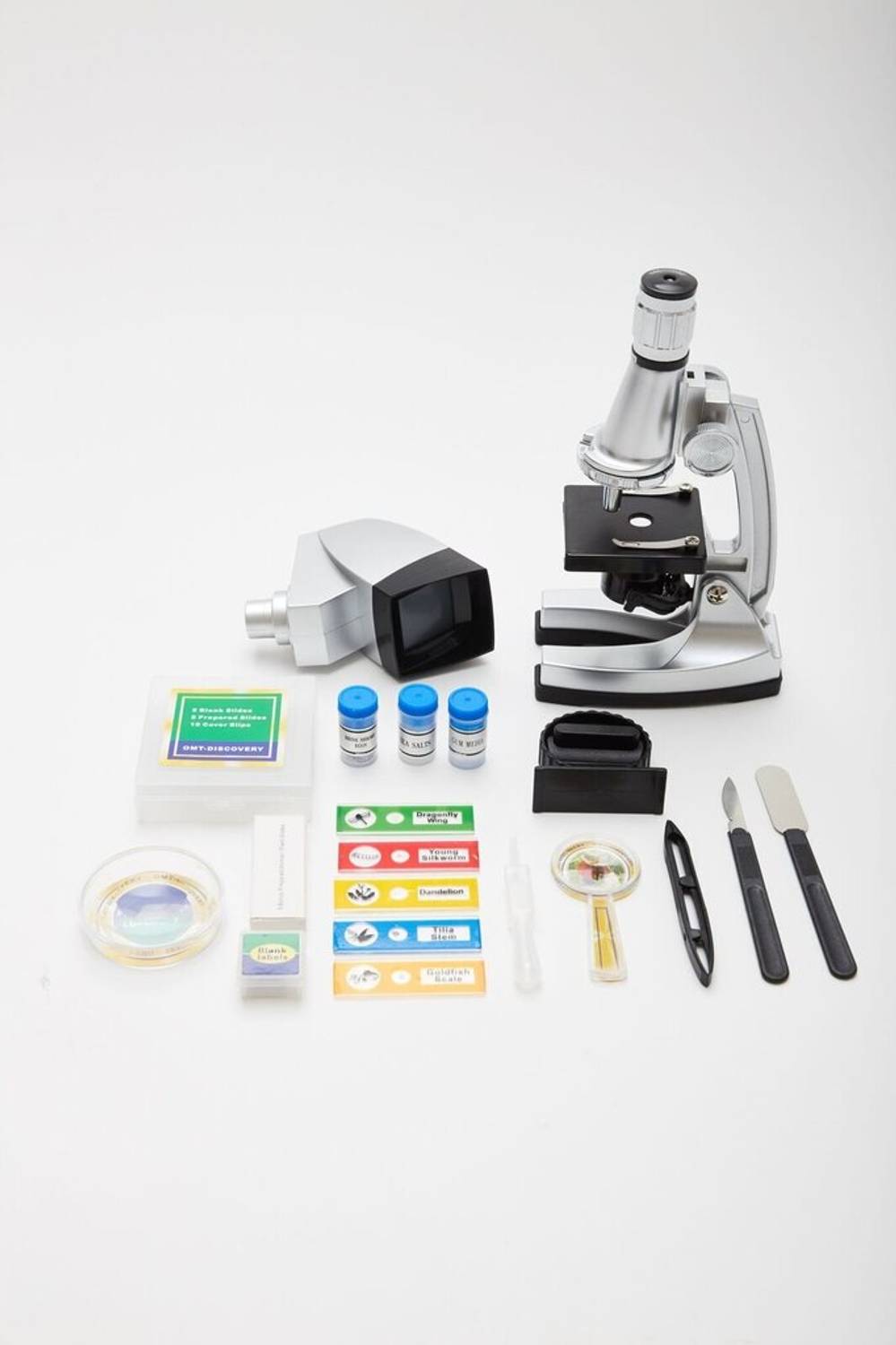 Набор обучающего микроскопа с проектором для детей, увеличение 50-1200X, оптические стеклянные линзы, подставка с подсветкой и регулируемым углом