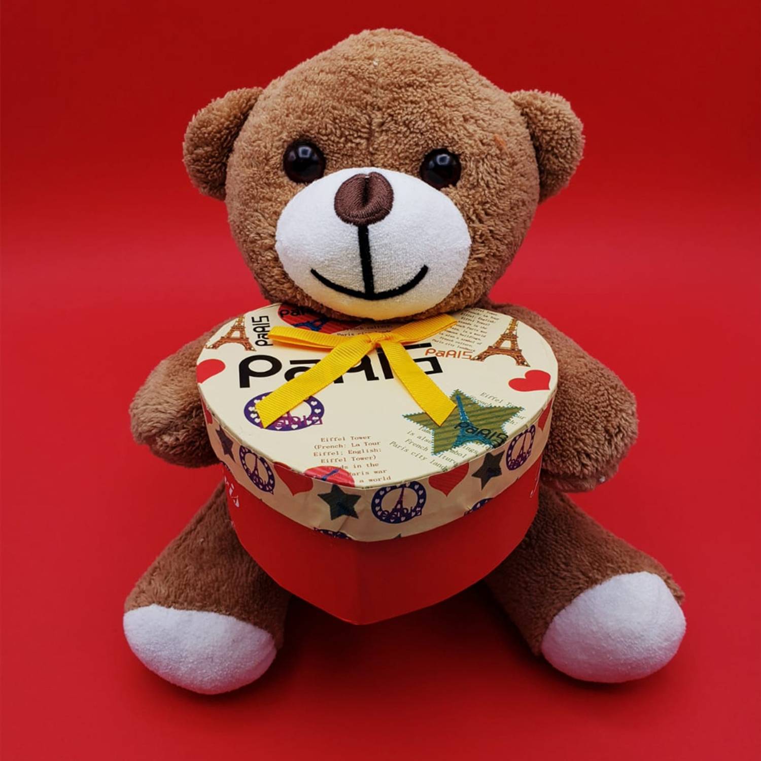 Плюшевий ведмедик у коробці з сердечком, м'який та милий, подарунок для коханих, якісний плюш, спеціальне оформлення