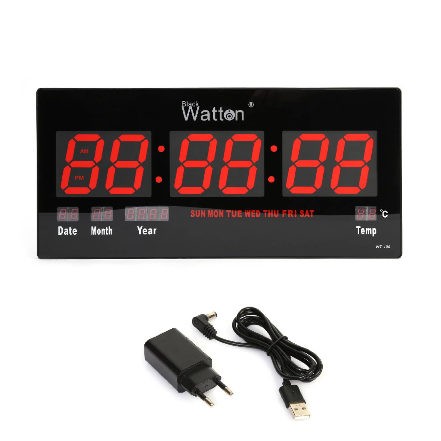 Цифровые настенные и настольные часы Watton WT-109 с будильником, 50-летний календарь, энергосберегающие, для дома и авто