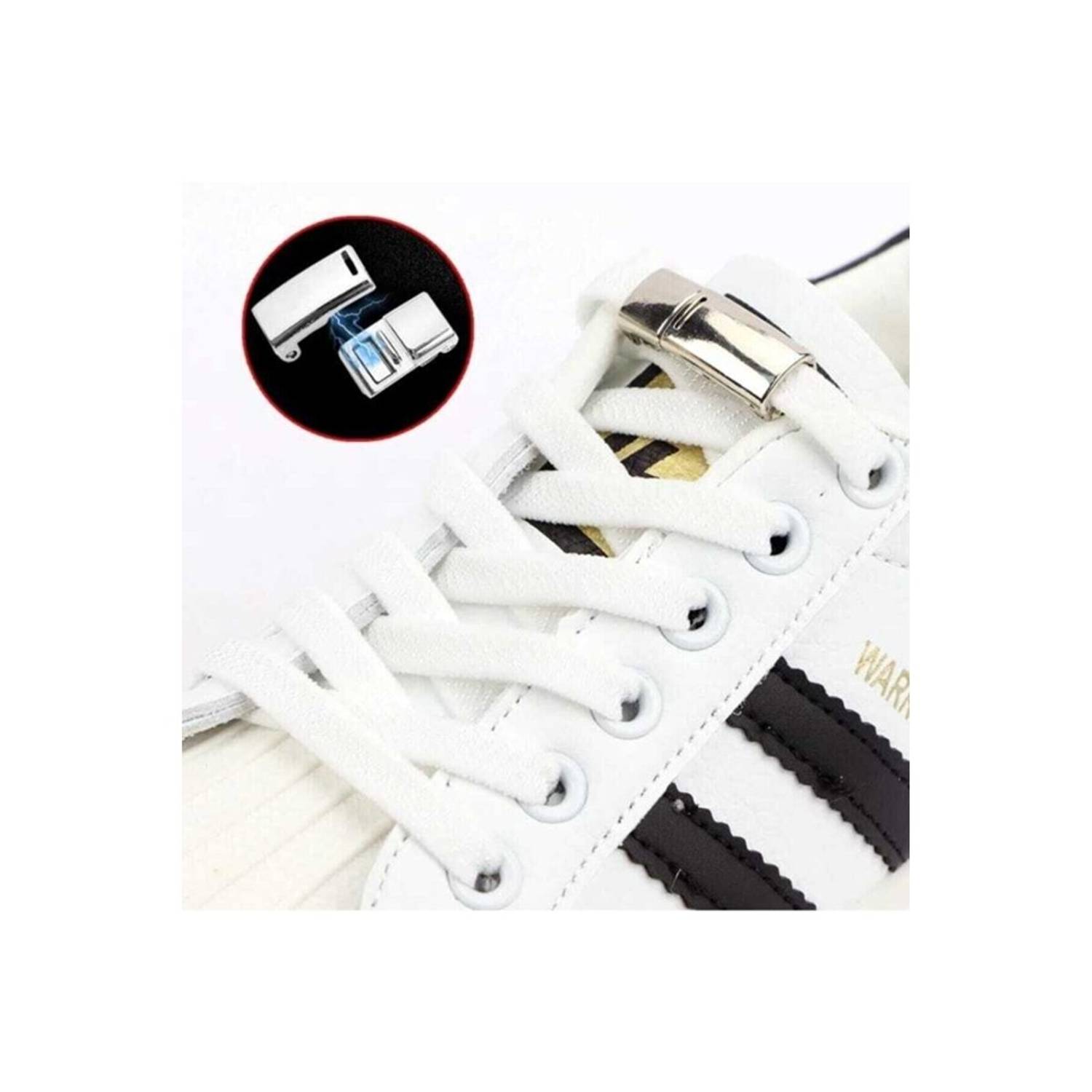 Простые в использовании магнитные шнурки для детей белого цвета длиной 100 см, подходят для любых обуви, удобно и стильно