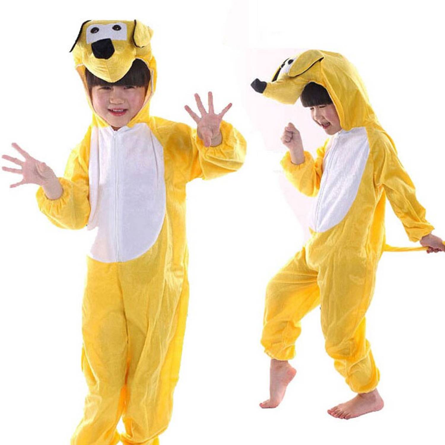 Костюм собаки для дітей 2-3 роки, 80 см, з якісного флісу, комплект: комбінезон та капюшон