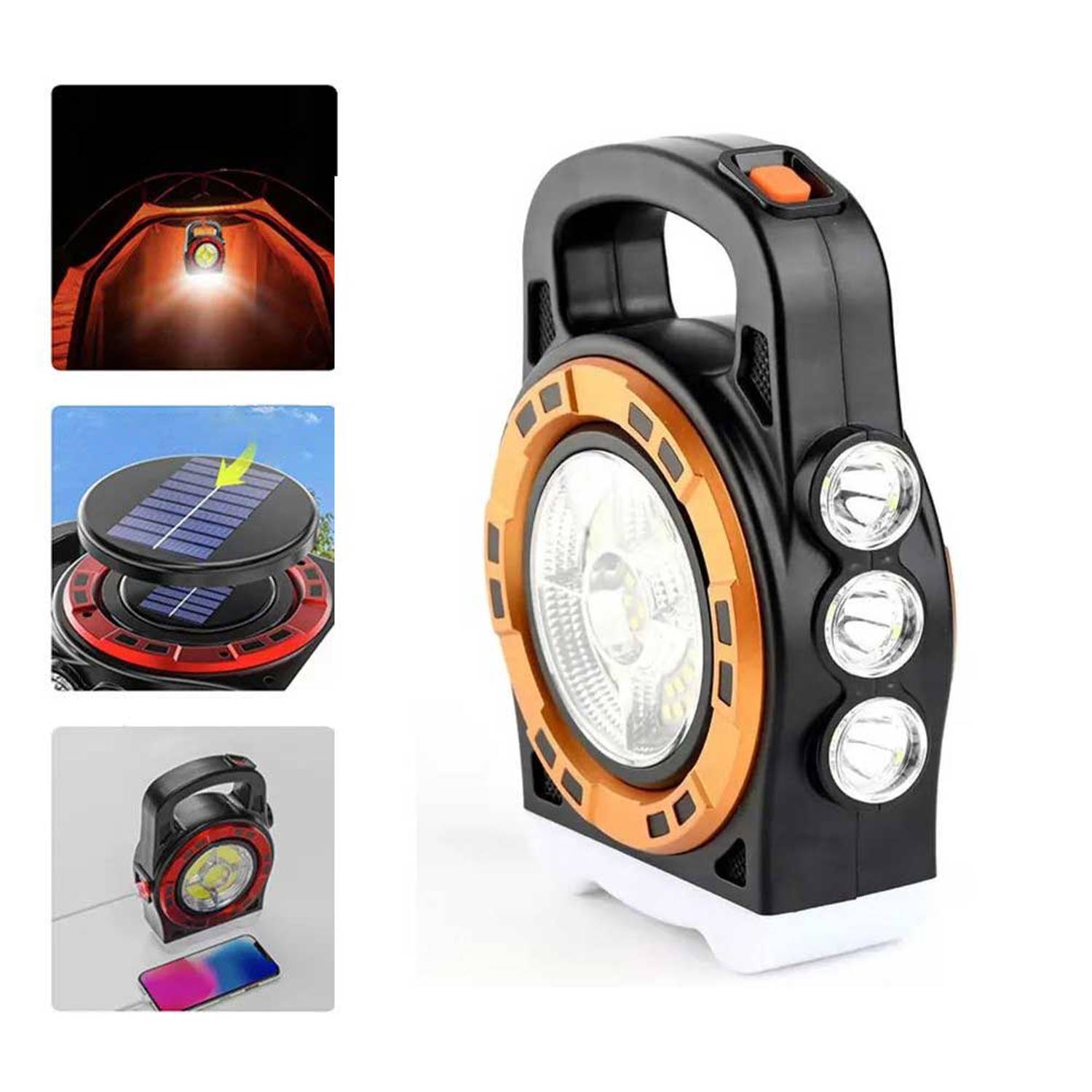 Многофункциональный солнечный зарядный фонарик-прожектор P-6678C, водонепроницаемый, с умным управлением и быстрой зарядкой