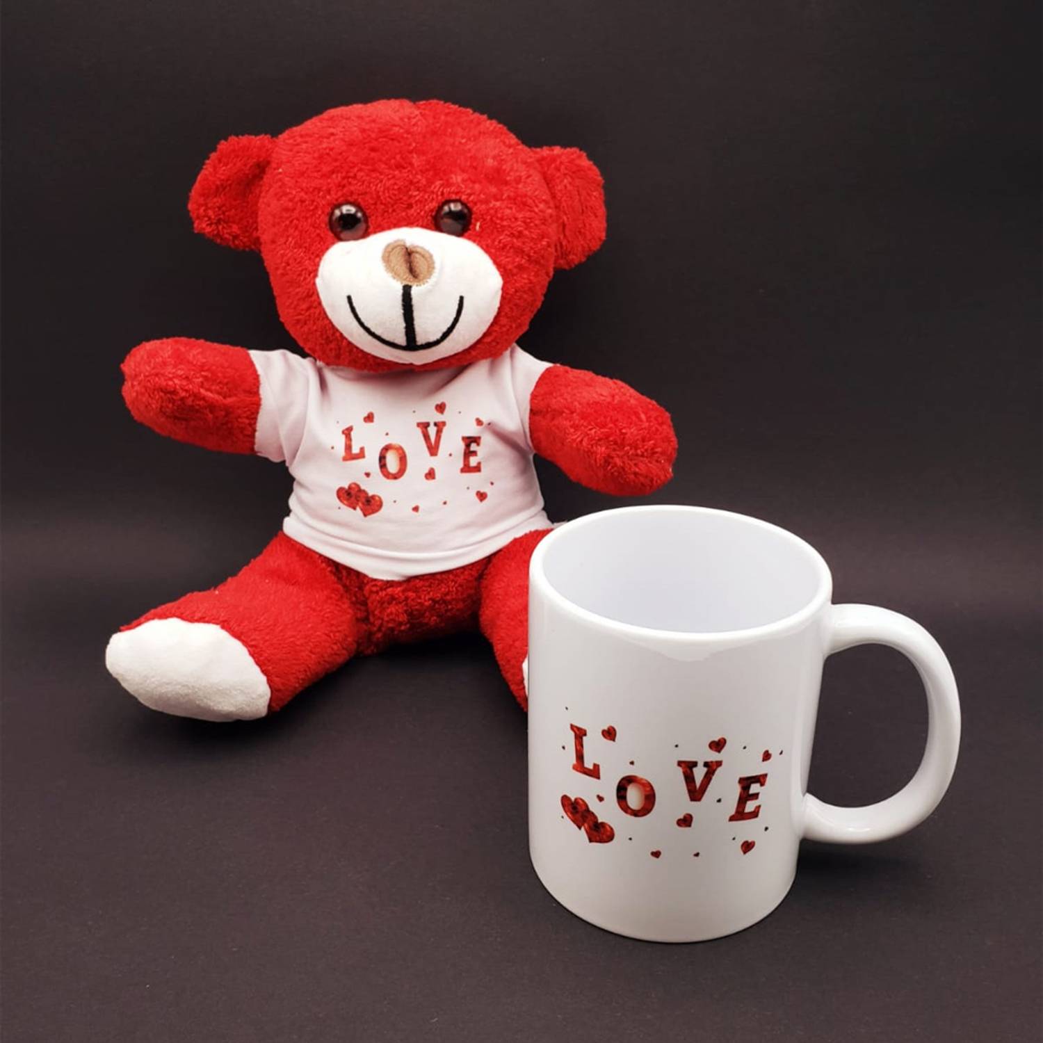 طقم فنجان حب مع دمية دب حمراء بتصميم أنيق وجودة عالية للأطفال والمناسبات الخاصة