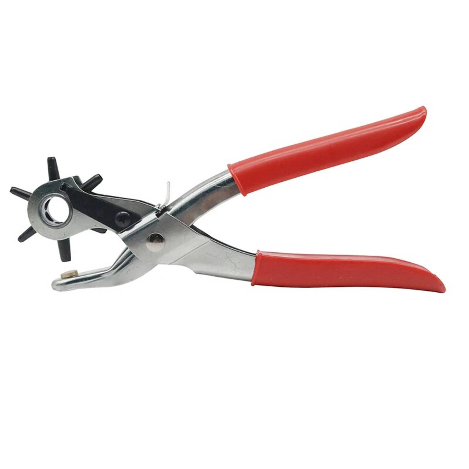 Leather Hole Punch Tool with 6 Adjustable Heads for Belts, Shoes, and Clothing - Safe Lock Feature for Easy Storage and Use