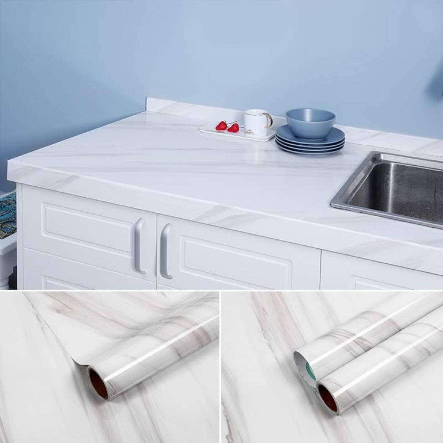 Обклеювальний папір з відкритим мармуровим малюнком, самоклеючий, 5 м, водонепроникний, для кухні, ванної, офісу, підходить для різних поверхонь