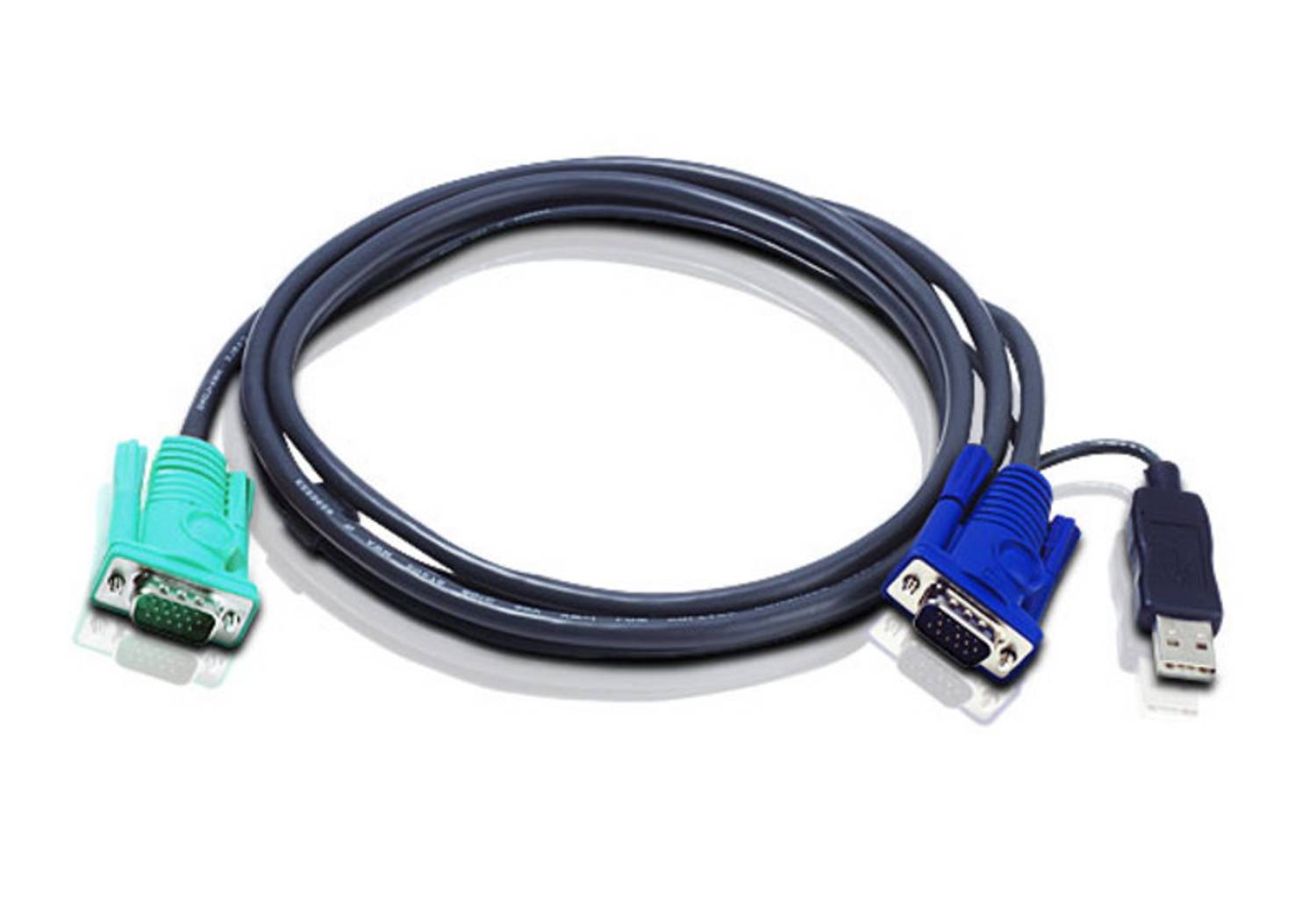 Перемикач USB KVM (клавіатура/монітор/миша) з кабелем довжиною 3 метри