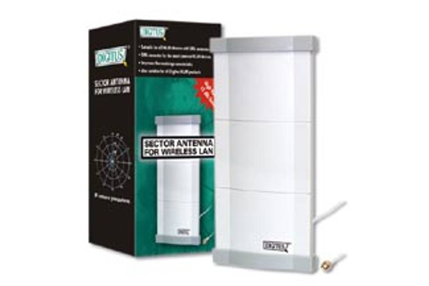 Digitus 12 dBi 2.4GHz Indoor Directional Sector Antenna with SMA Connector and RG-316 Cable, Supports IEEE 802.11b/g, Gray, 1m Cable Length