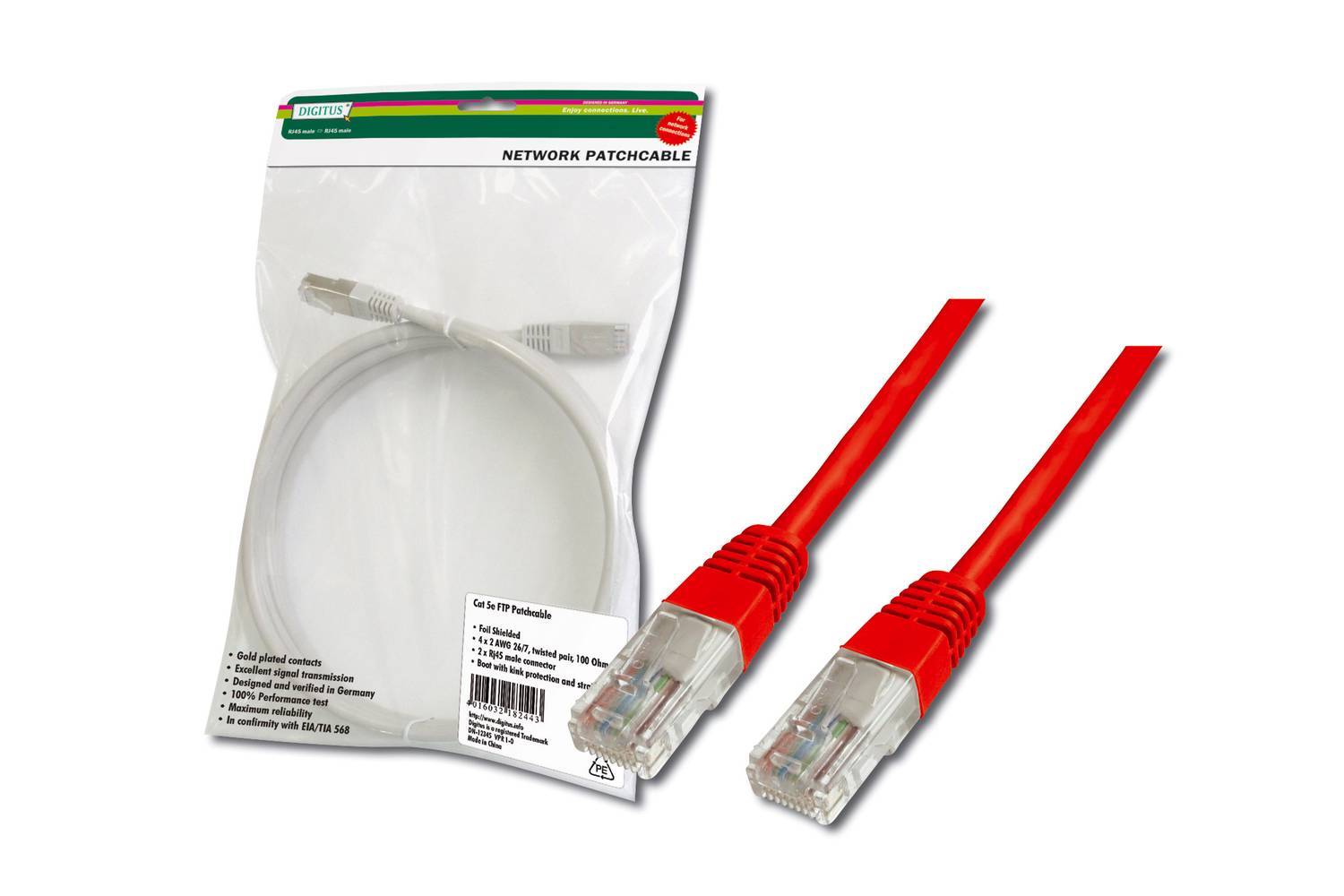 Digitus Patch Cable, UTP, CAT. 5E, 3 meters, AWG 26/7, Red Rhine