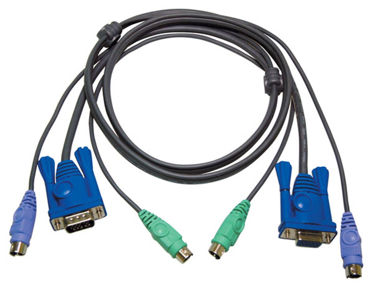 PS/2 KVM Cable, 15-Pin Female VGA Monitor, 6-Pin PS/2 Keyboard and Mouse Connection, 1.80 Meter Length
