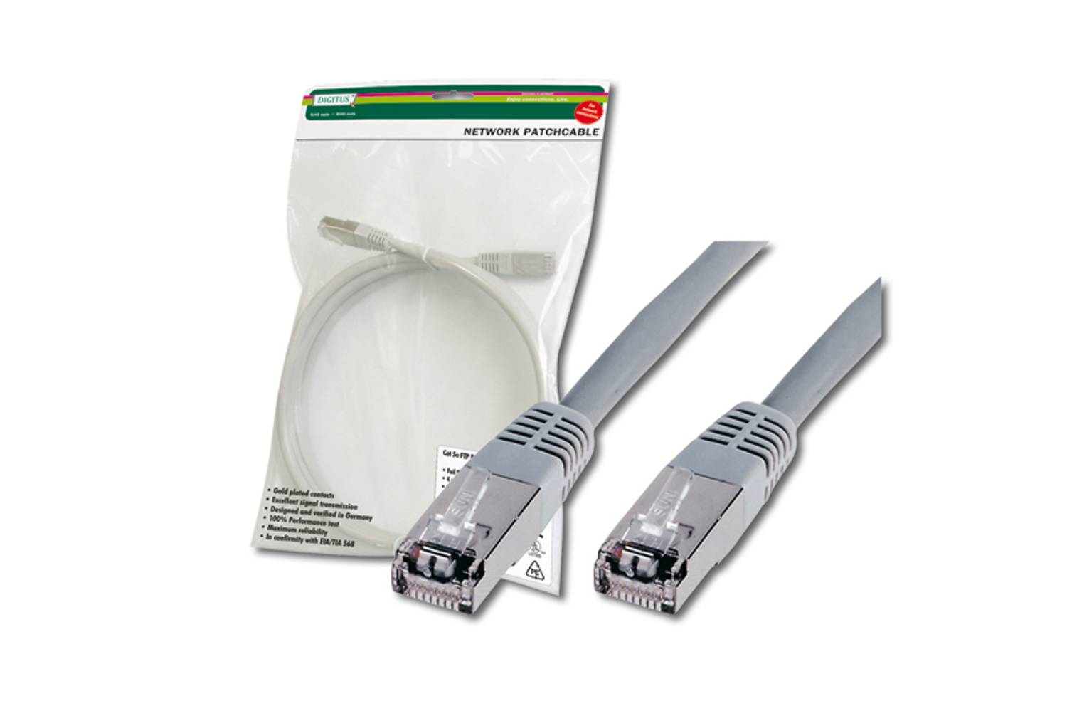 Digitus CAT. 5E SF-UTP Patch Cable, 0.5 meter, AWG 26, Gray Color