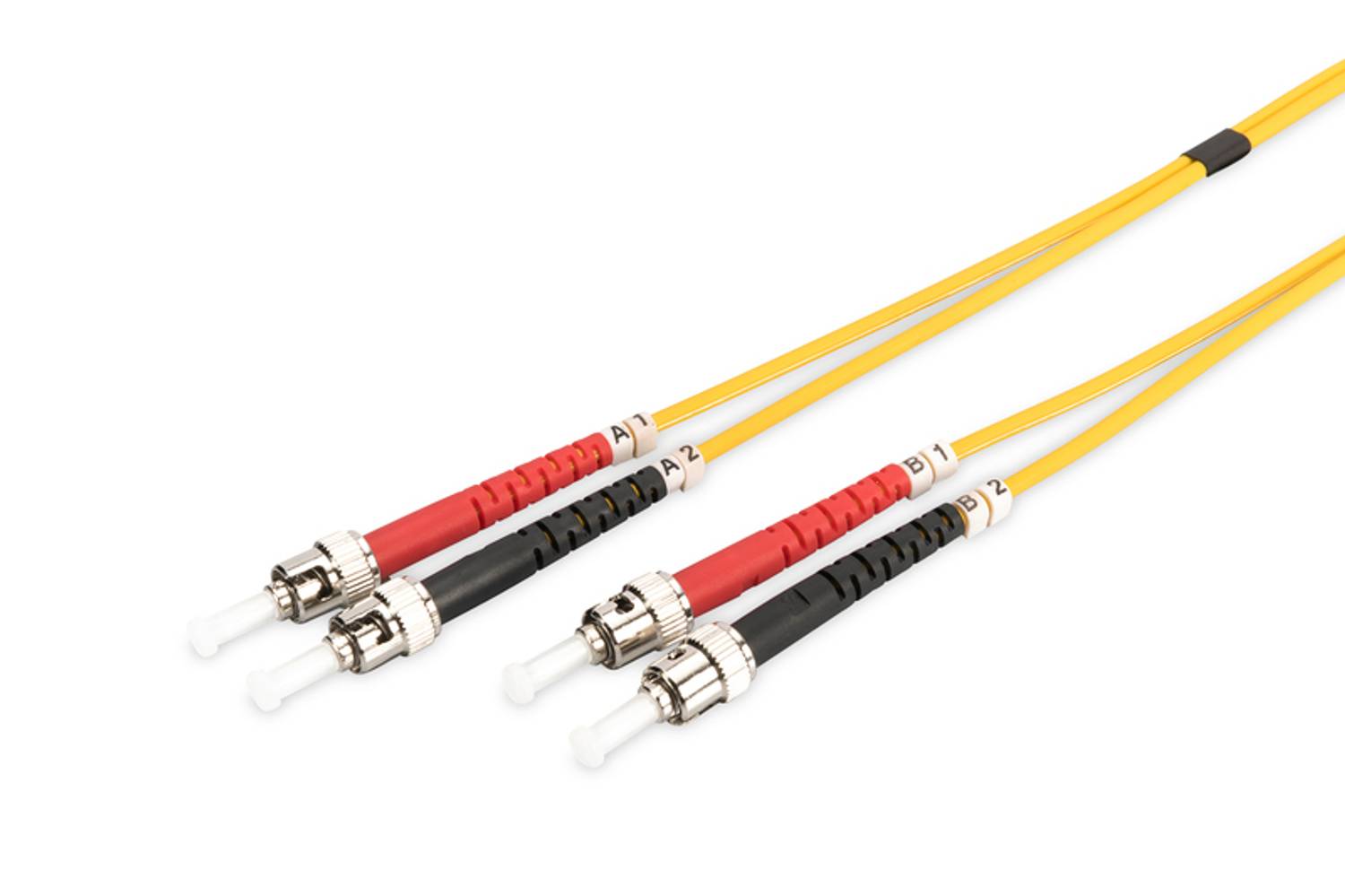 Digitus ST-ST Fiber Optic Patch Cable, 2m, Singlemode, Duplex, 9/125µm, Halogen-Free, Ceramic Connector, 3mm Diameter