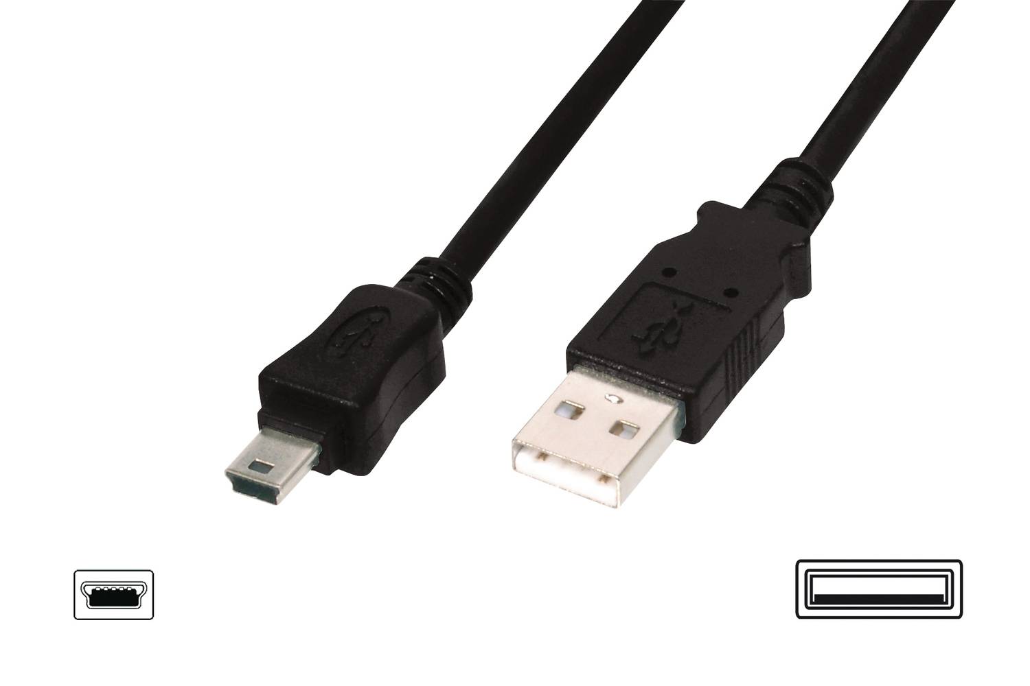 USB 2.0 кабель, USB A м > Mini USB B 5-pin, черный, 3 метра, двухслойная защита, никелированное покрытие, соответствие стандартам UL