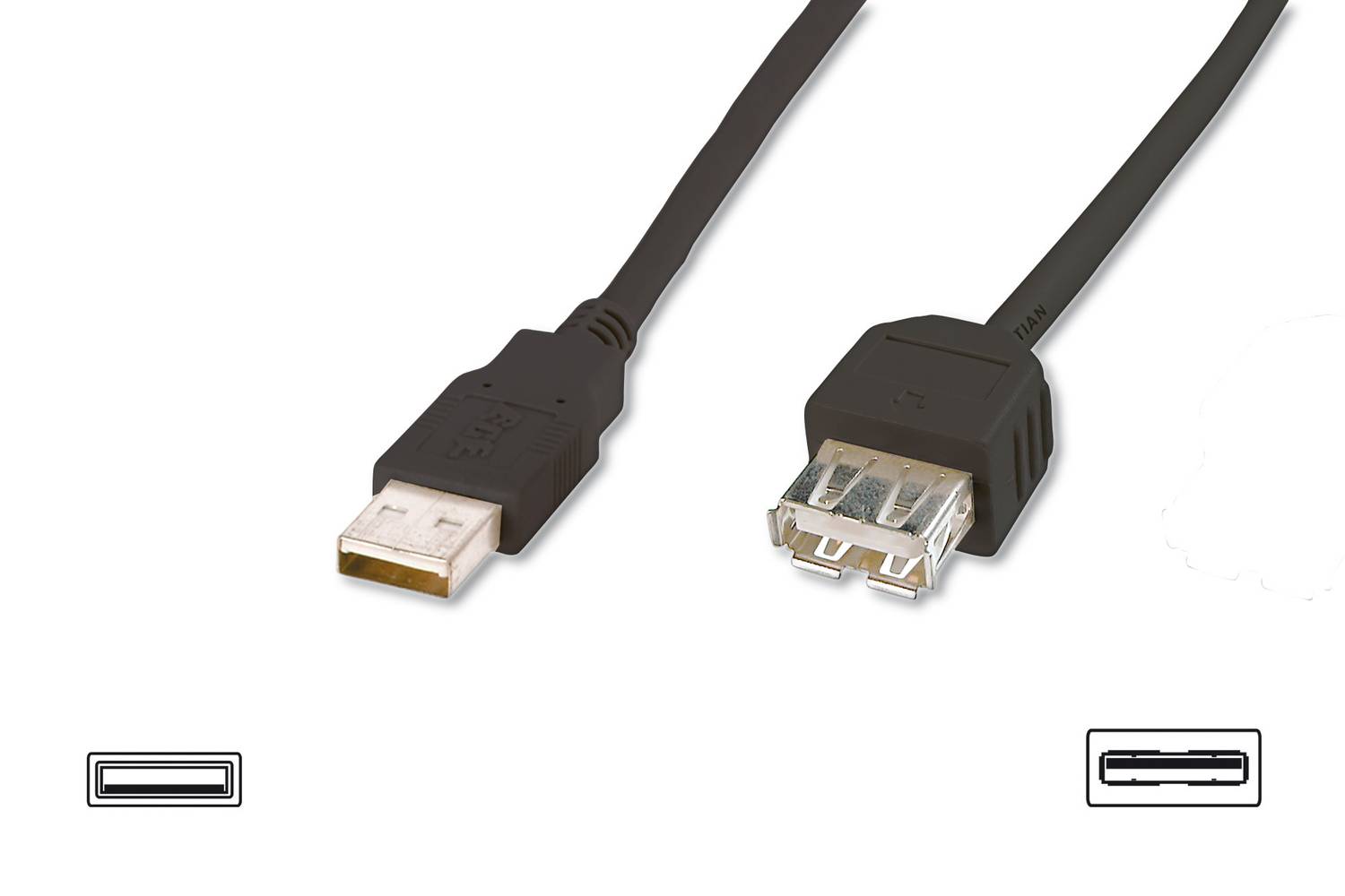 USB 2.0 Uzatma Kablosu, USB A, Erkek - USB A Dişi, AWG 28, 5 metr