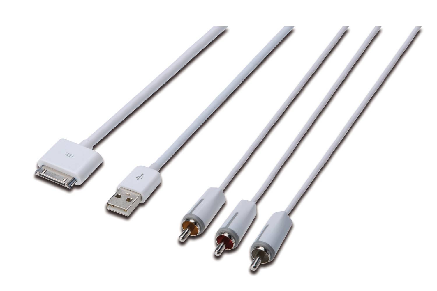 Кабель Apple Audio/Video Digitus 30pin с 3x RCA и USB A, длина 1.5 метра для подключения iPod, iPhone, iPad к телевизору или HiFi системе
