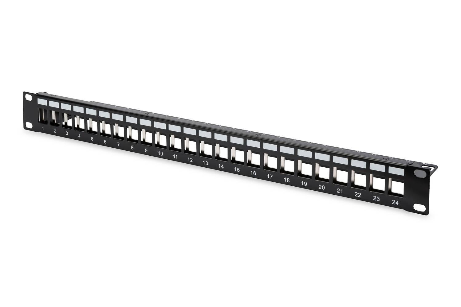 Digitus 24 Port Boş Patch Panel, Zırhlı, 1U Yüksekliğinde, Siyah Renk<br>Digitus Modular Patch Panel, Shielded, 24-port, blank, 1U, rack mount, color black (RAL9005)