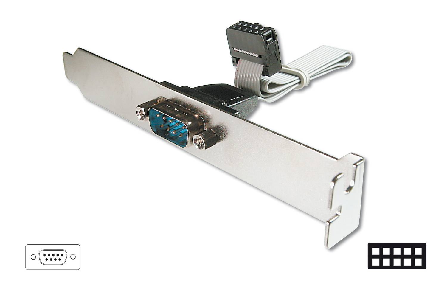 Serial Type Slot Bracket Connection Cable, D-Sub9 Male - IDC 2x5pin