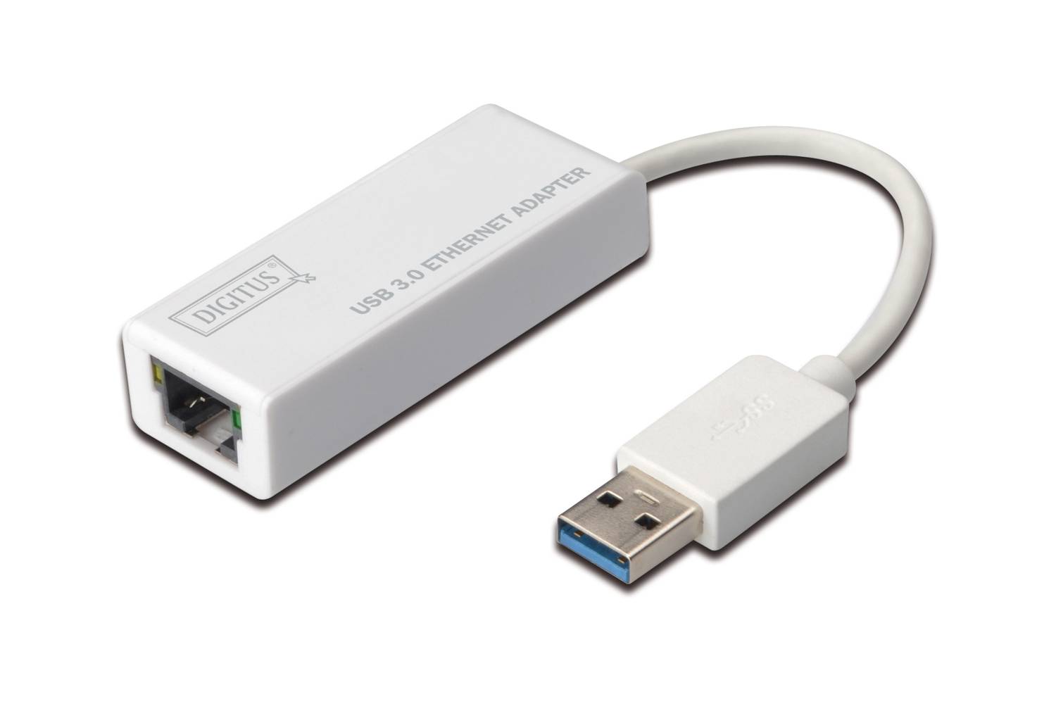 Адаптер Digitus USB 3.0 до Gigabit Ethernet, 1 x 10/100/1000 RJ45, USB-A чоловічий коннектор, підтримка Windows та Mac OS