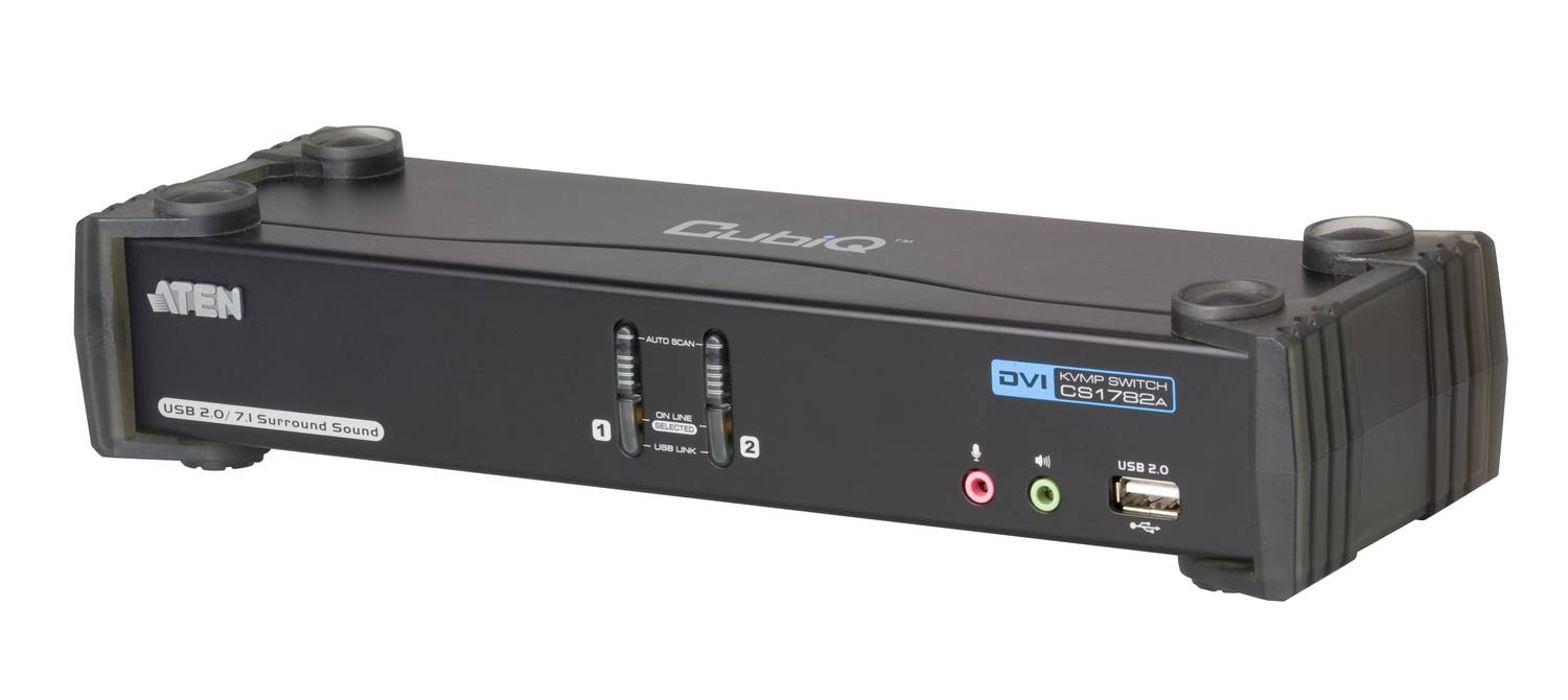 2-Port USB DVI Dual Link KVMP Switch with 7.1 Surround Sound for Keyboard, Mouse, and Monitor Control
