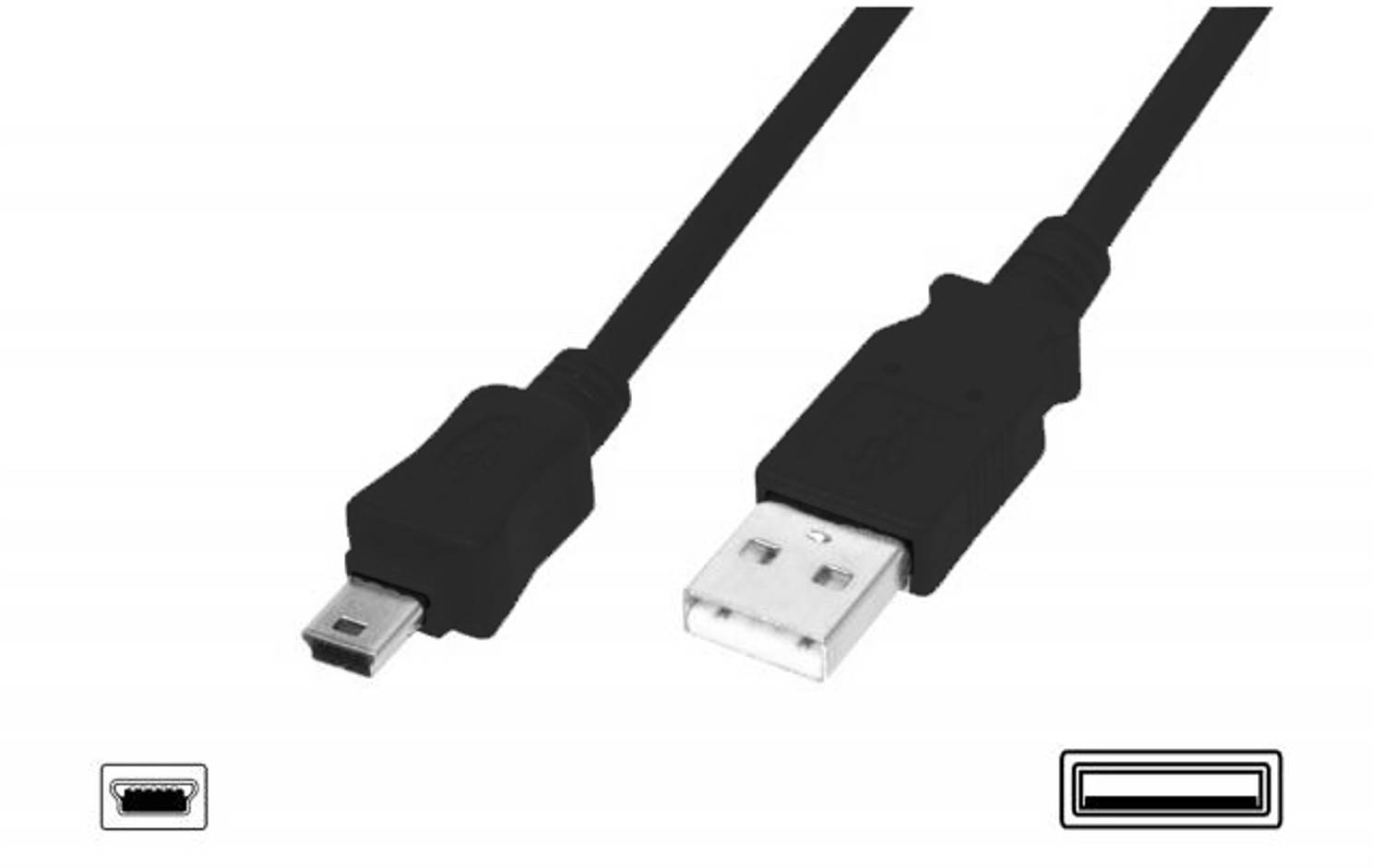 USB 2.0 Connection Cable, USB A Male to USB mini B (5 pin) Male,