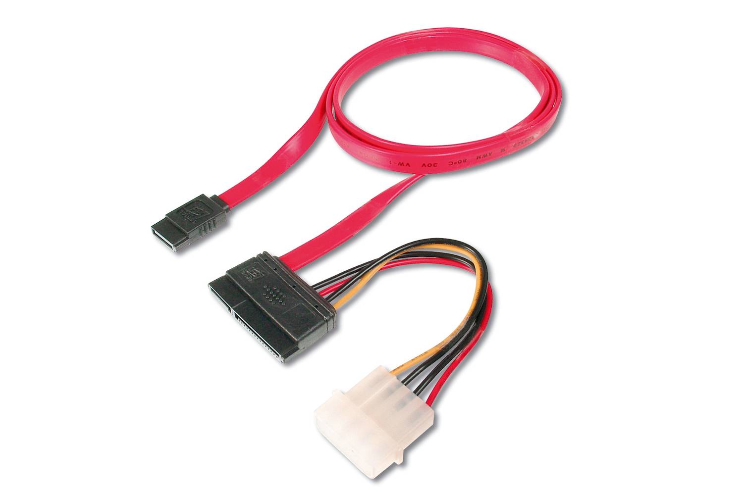 SATA кабель 22-pin жінка - SATA 7-pin, підтримка стандарту Serial ATA, швидкість передачі даних до 300MB/s, довжина 0.50 м, червоний, UL сертифікований