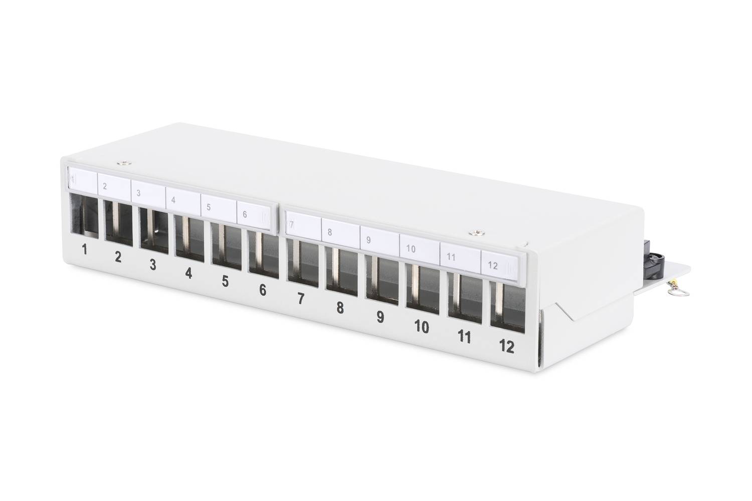 Digitus 12-Port Shielded Modular Desktop Patch Panel, LSA, RAL 7035, Light Gray