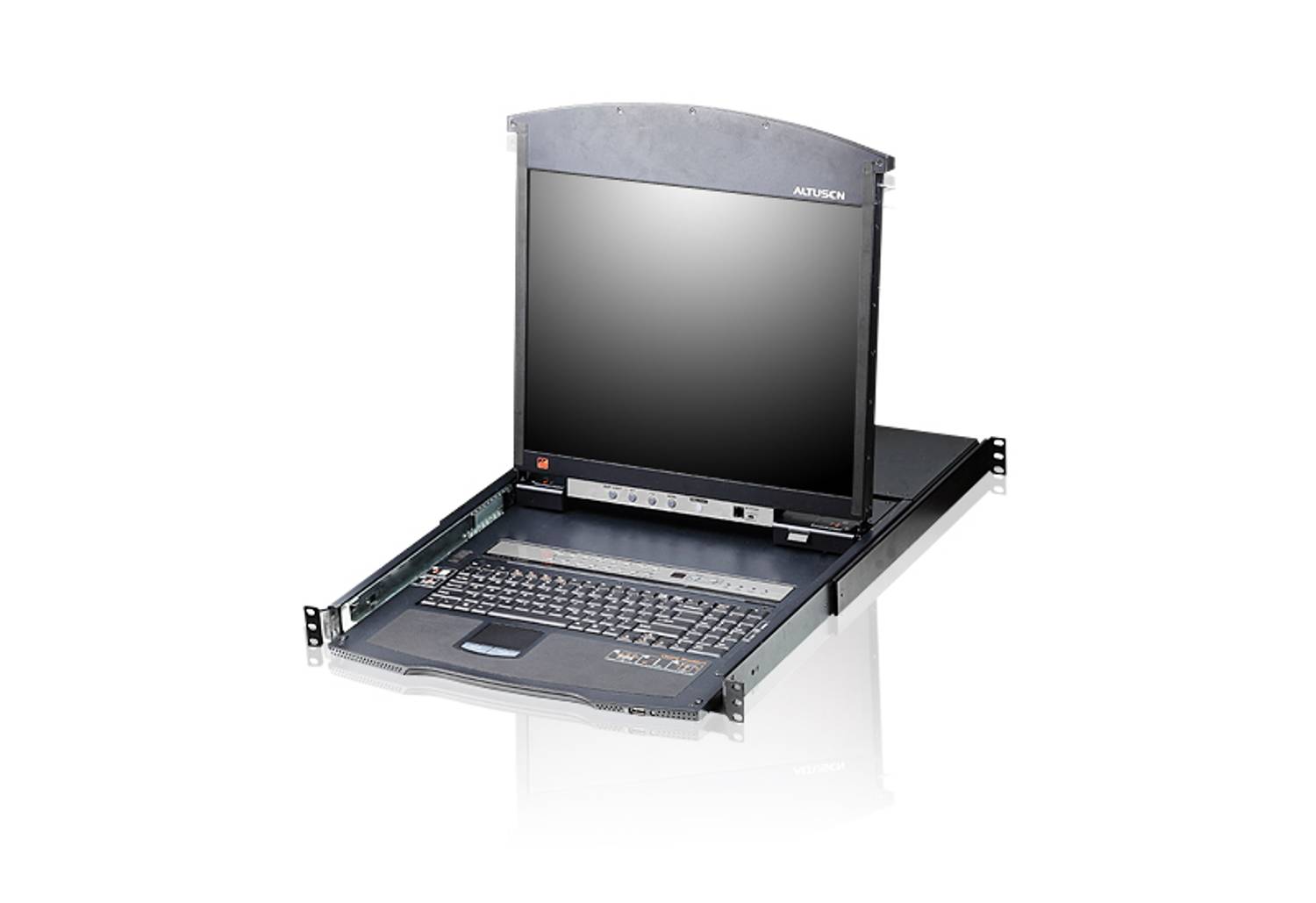 8-Port Cat 5 High-Density Dual Rail LCD KVM Switch with LED Console, Supports Up to 256 Computers, 120-Degree Adjustable LCD, Enhanced Security Features