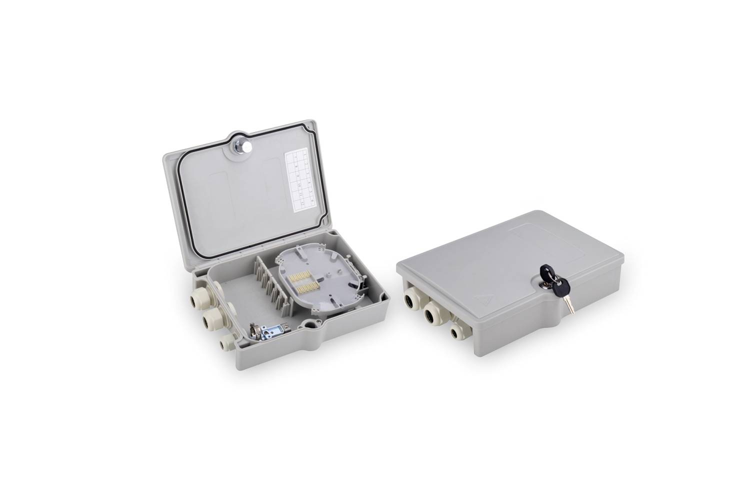 Digitus Outdoor Fiber Optic Splice Box for 6 x SC/DX Adapters, IP65 Rated, Lockable, Dual Cable Entry, Compact Design