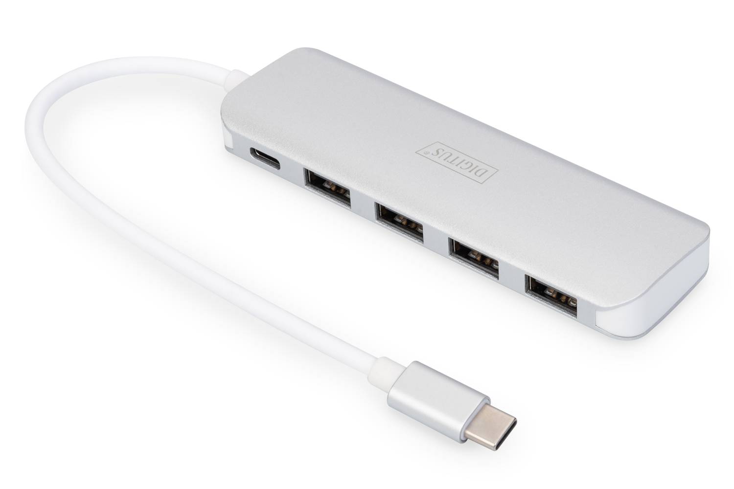 4-Port USB-C Hub + PD 4 x USB 3.0, 1 x PD Charging, silver