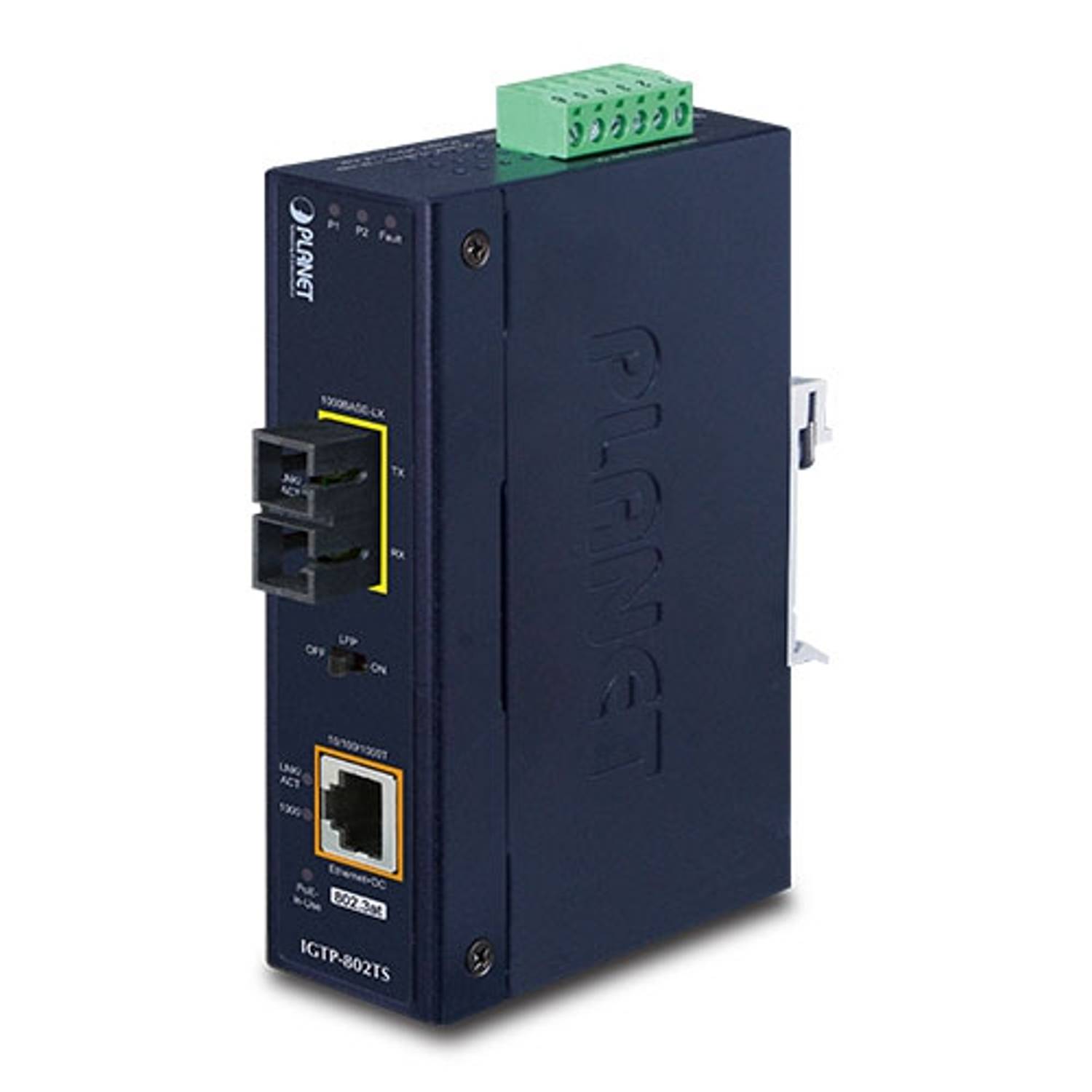 Industrial Media Converter 1000BASE-LX (SC, SM) to 10/100/1000BASE-T 802.3at PoE+ 10km Range
