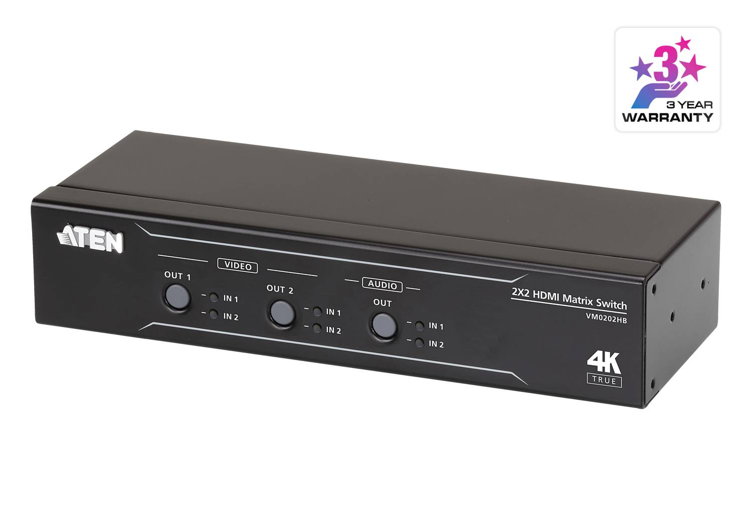 2 x 2 True 4K HDMI Matrix Switch with Audio De-Embedder