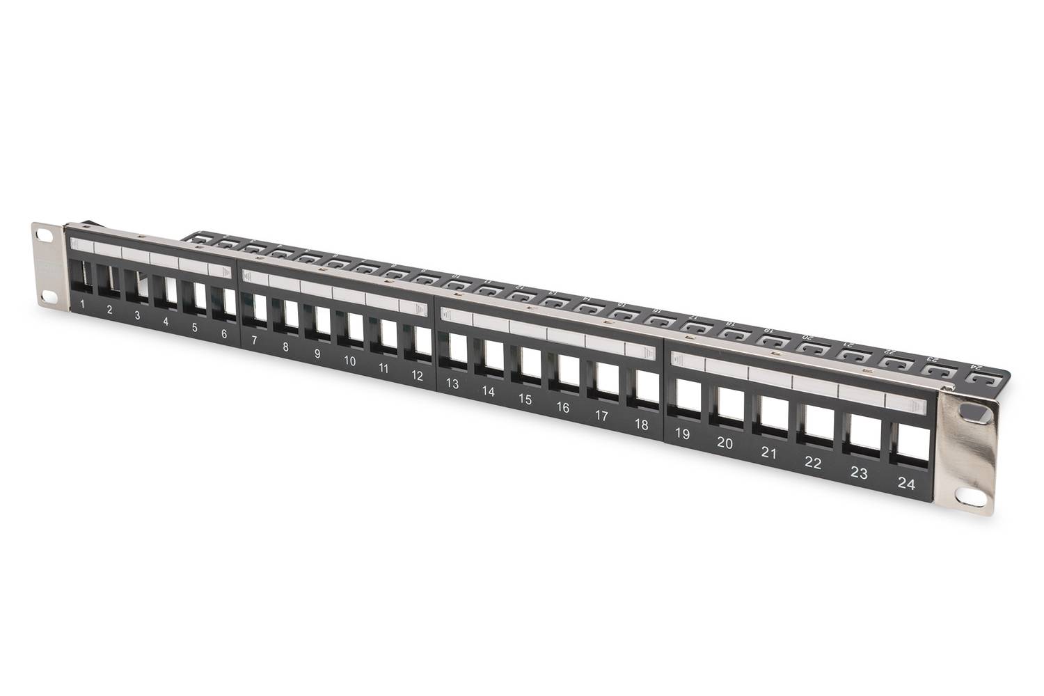Digitus Modüler Patch Panel, zırhlı, 24-port boş, 1U, kabinete mo