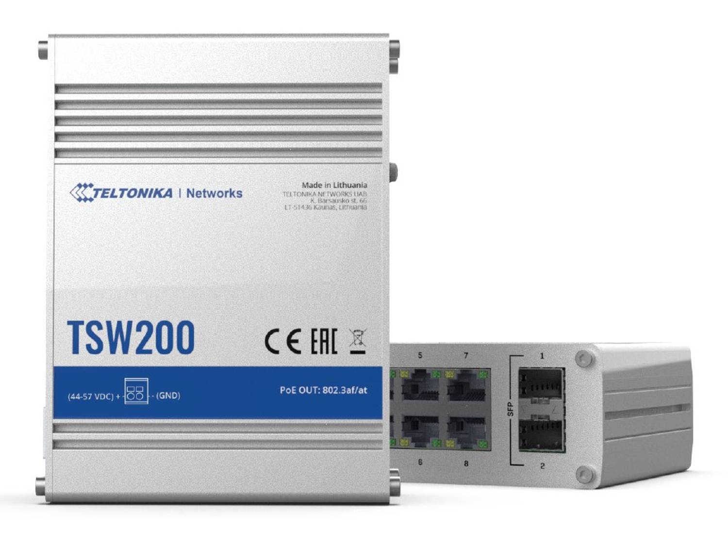 Industrial Unmanaged PoE+ Gigabit Switch, 8 x 10/100/1000 Ports, 30W per Port, 240W Power Budget, 2 x SFP Ports for Enhanced Connectivity