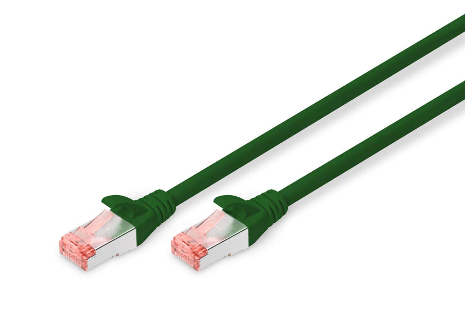 Кабель Digitus Cat.6, S-FTP, без галогену, AWG 27/7, 0.5 метра, зелений, захист від зігнення та навантаження, 2x RJ45 конектори