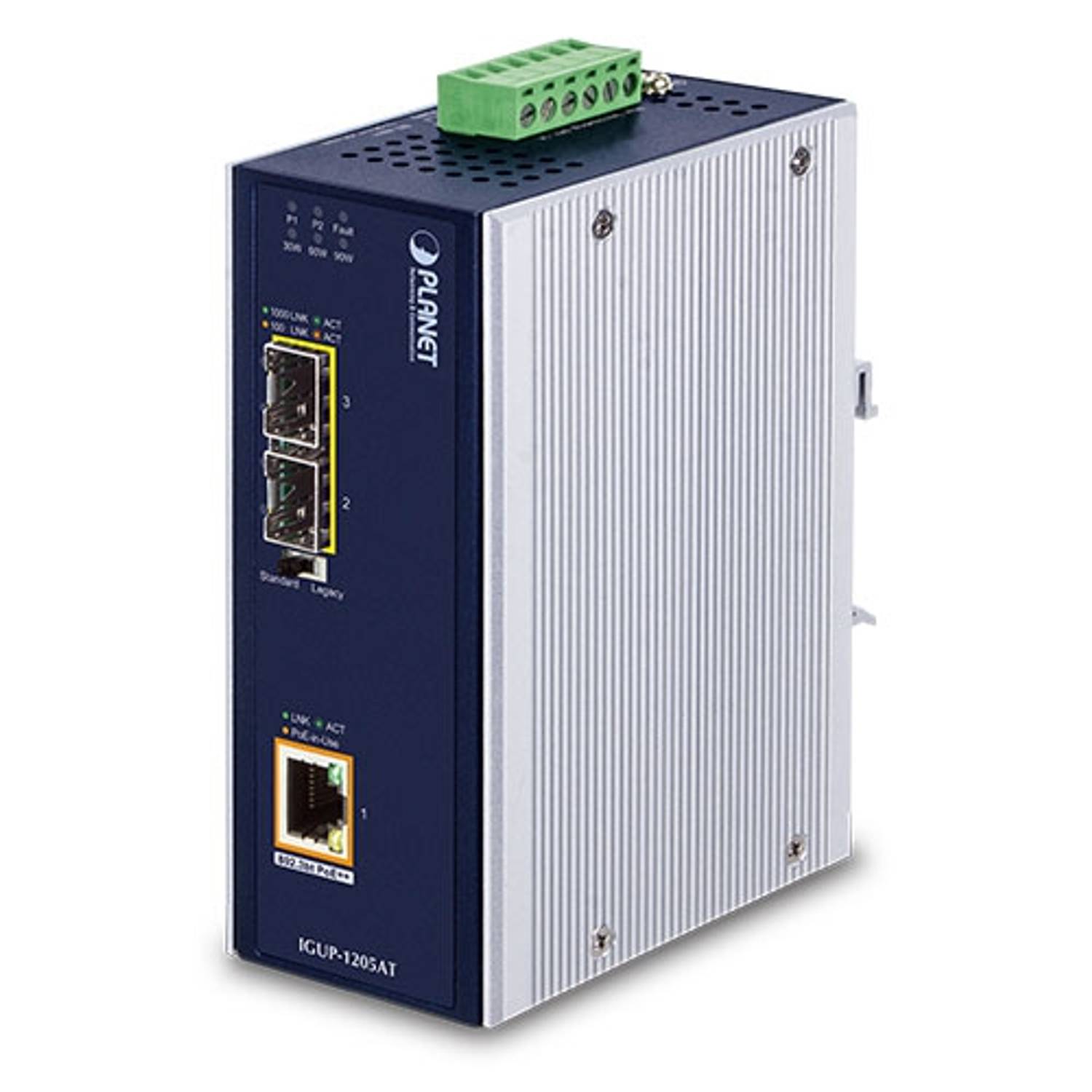 Industrial 2-Port 100/1000X SFP to 1-Port 10/100/1000T 802.3bt PoE++ Media Converter for Enhanced Connectivity and Power Management