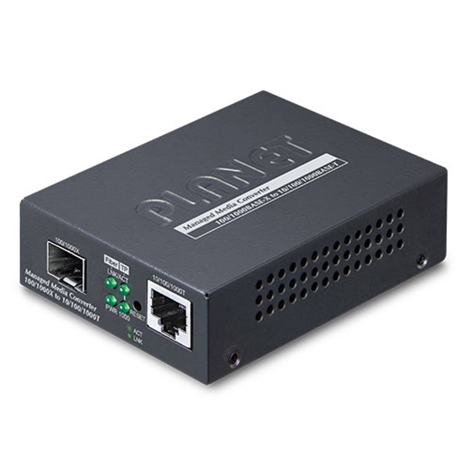 10/100/1000BASE-T to 100/1000BASE-X SFP Managed Media Converter for Fast Data Transmission
