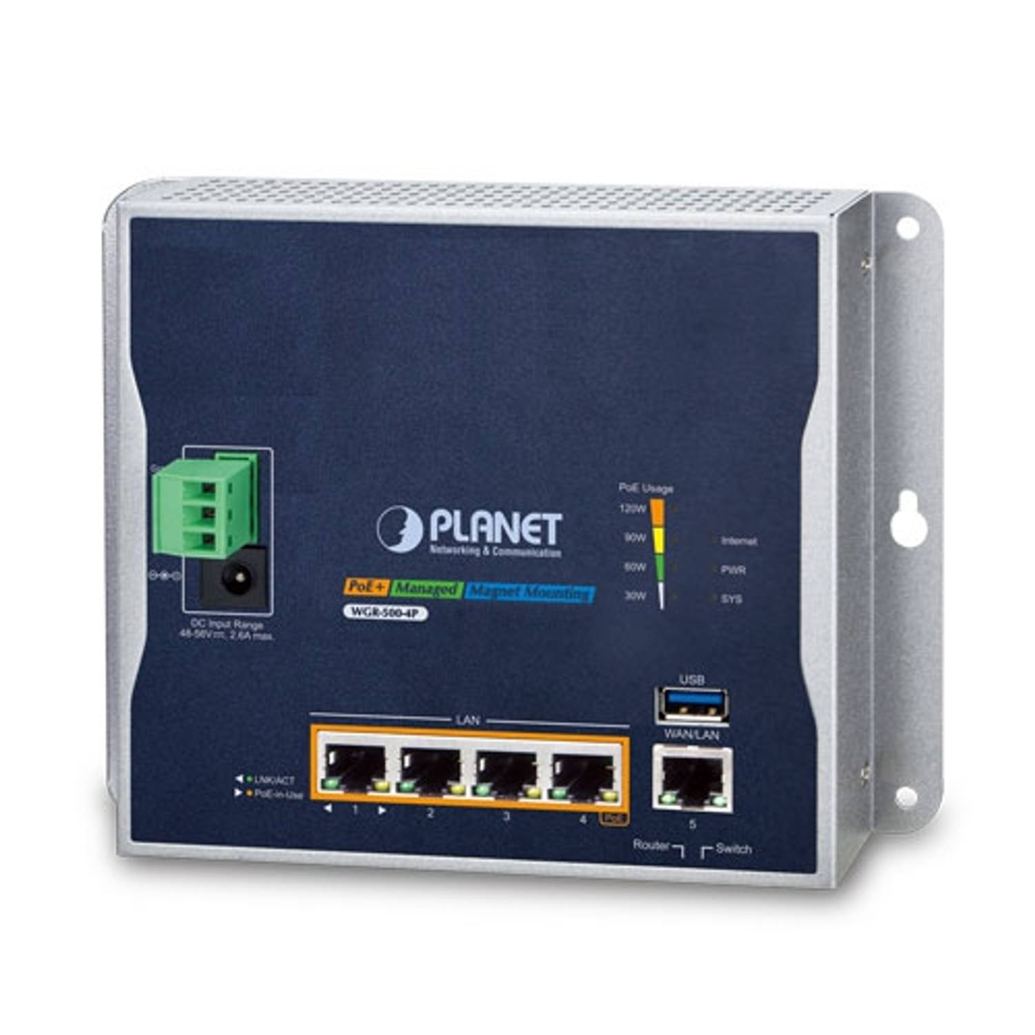Industrial Wall-Mount Gigabit Router with 4-Port 802.3at PoE+ for Enhanced Connectivity