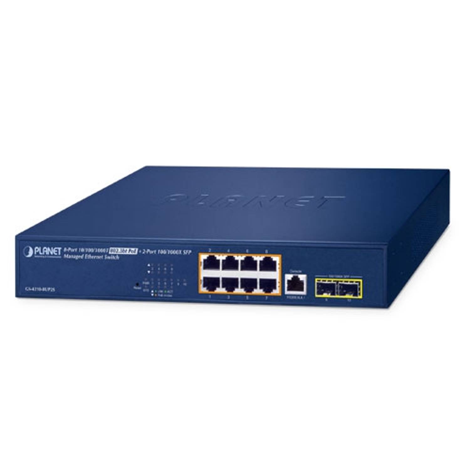 Managed Ethernet Switch 8-Port 10/100/1000T with 802.3bt PoE++ Injector and 2-Port 100/1000X SFP, max 180W Power Budget, 60W per Port