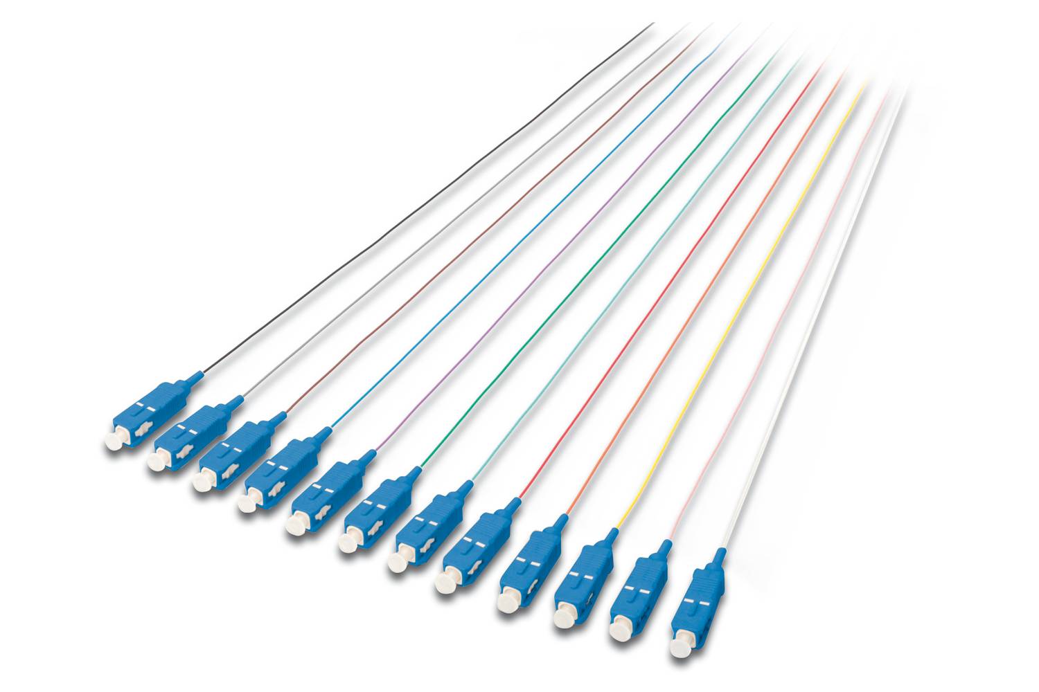 Оптоволоконний пигтейл Digitus SC/PC, напівщільний буфер, 9/125 µm, 2 метри, Class OS1, 12 штук у упаковці