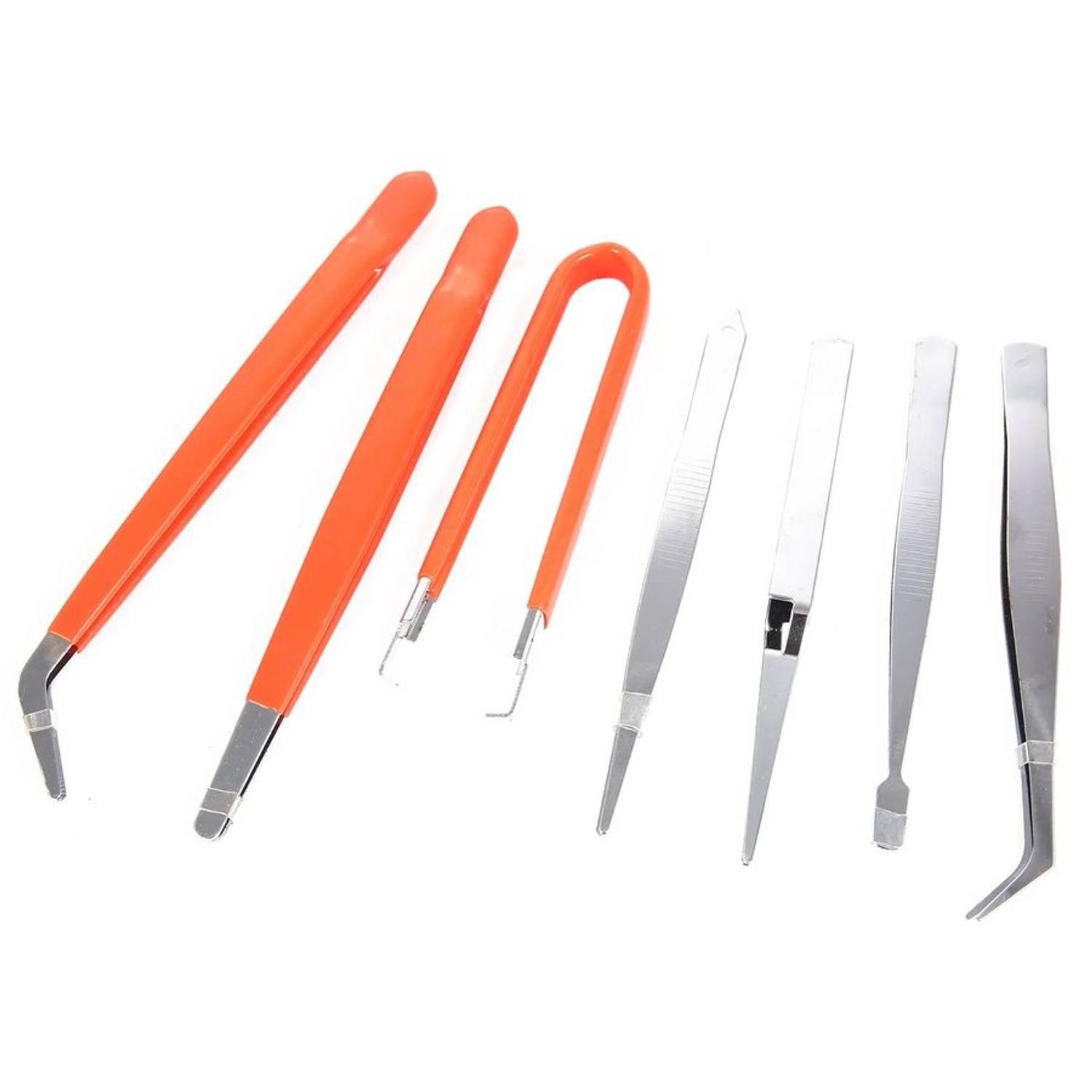 7-Piece Professional Stainless Steel Tweezer Set with Anti-Magnetic Coating for Durability and Light Reflection Protection