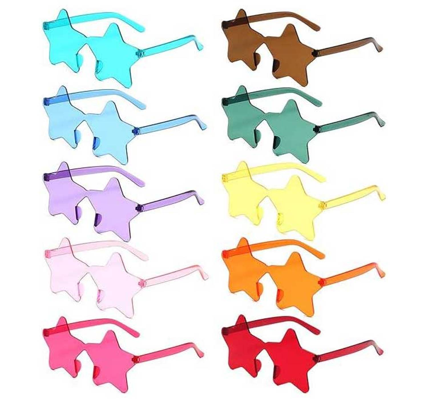 Безрамочные очки для вечеринки в форме звезды, 6 цветов (синий, красный, оранжевый, фуксия, черный, желтый), качественный пластик, подходит для взрослых и детей