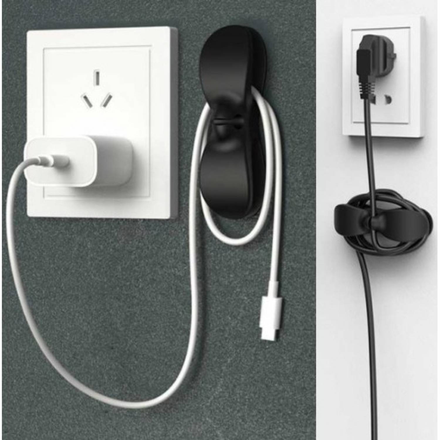 أداة تنظيم كابلات متعددة الاستخدامات، مصنوعة من المطاط القوي، مثالية لترتيب كابلات أجهزة المطبخ المختلفة، بحجم 103 × 28 مم لون أسود