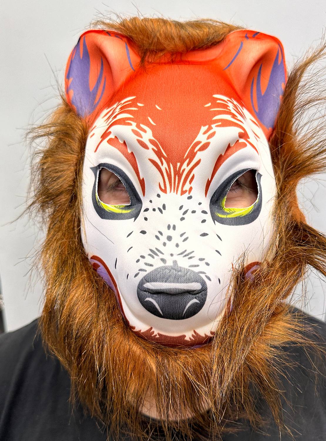 Kahverengi Saçlı Kurt Maskesi Köpek Maskesi Mega Peluş 11 No