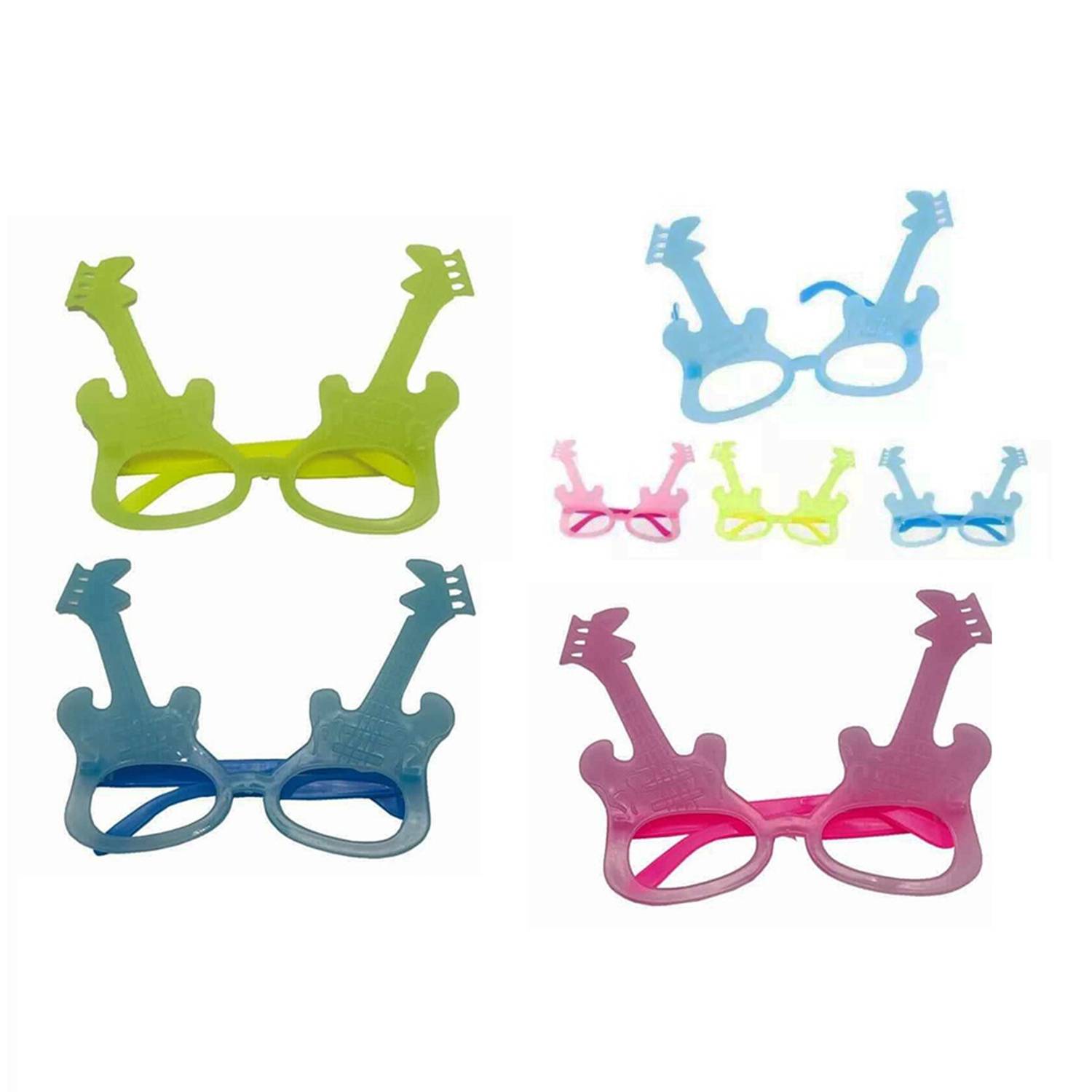 نظارات حفلات على شكل قيثارة تعمل بإضاءة مضيئة في الظلام، مجموعة 12 قطعة بألوان نيونية مميزة