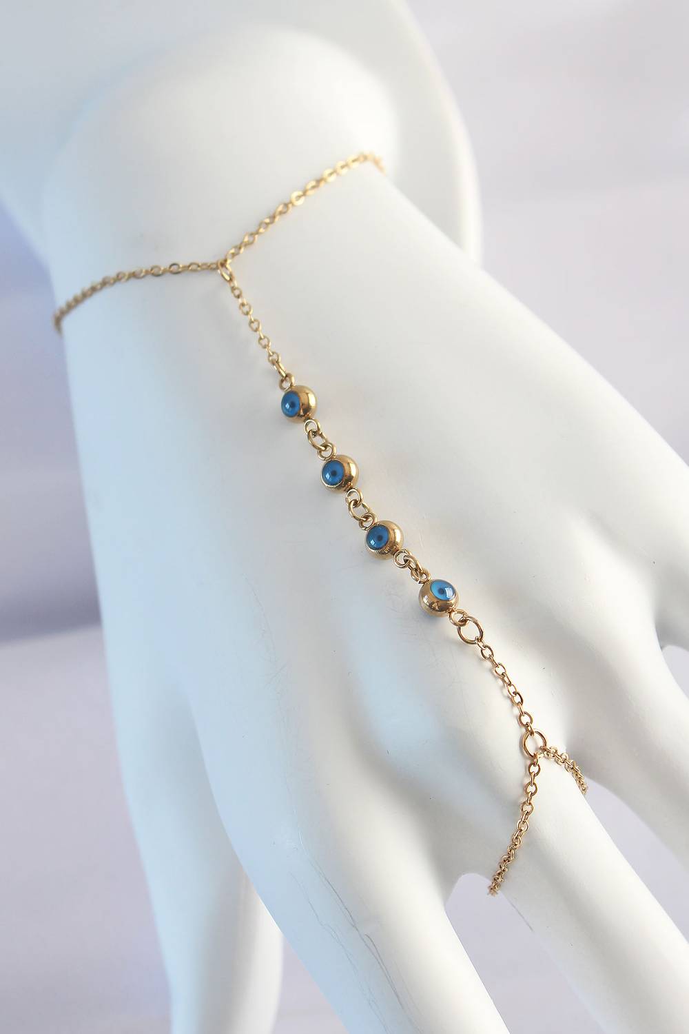 سوار شاهمران بتصميم عيون الشر من الفولاذ المقاوم للصدأ 316L بلون ذهبي