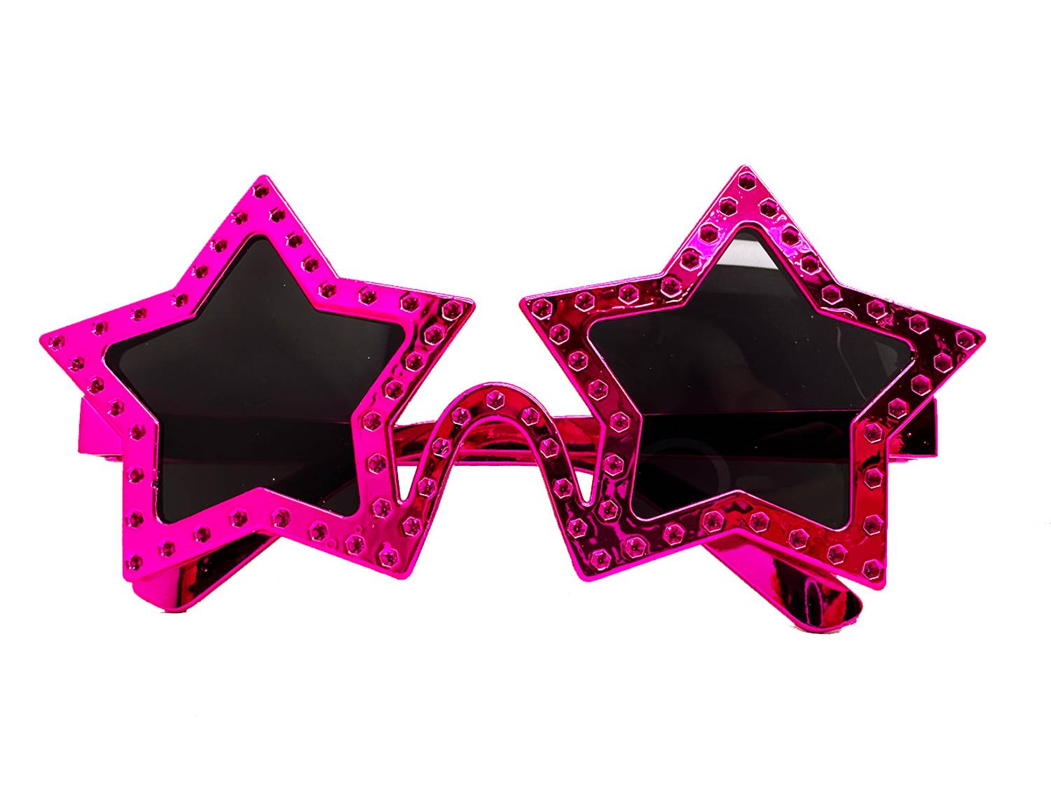 Fuşya Renk Yıldız Şekil Parti Gözlüğü Retro 16X7 cm