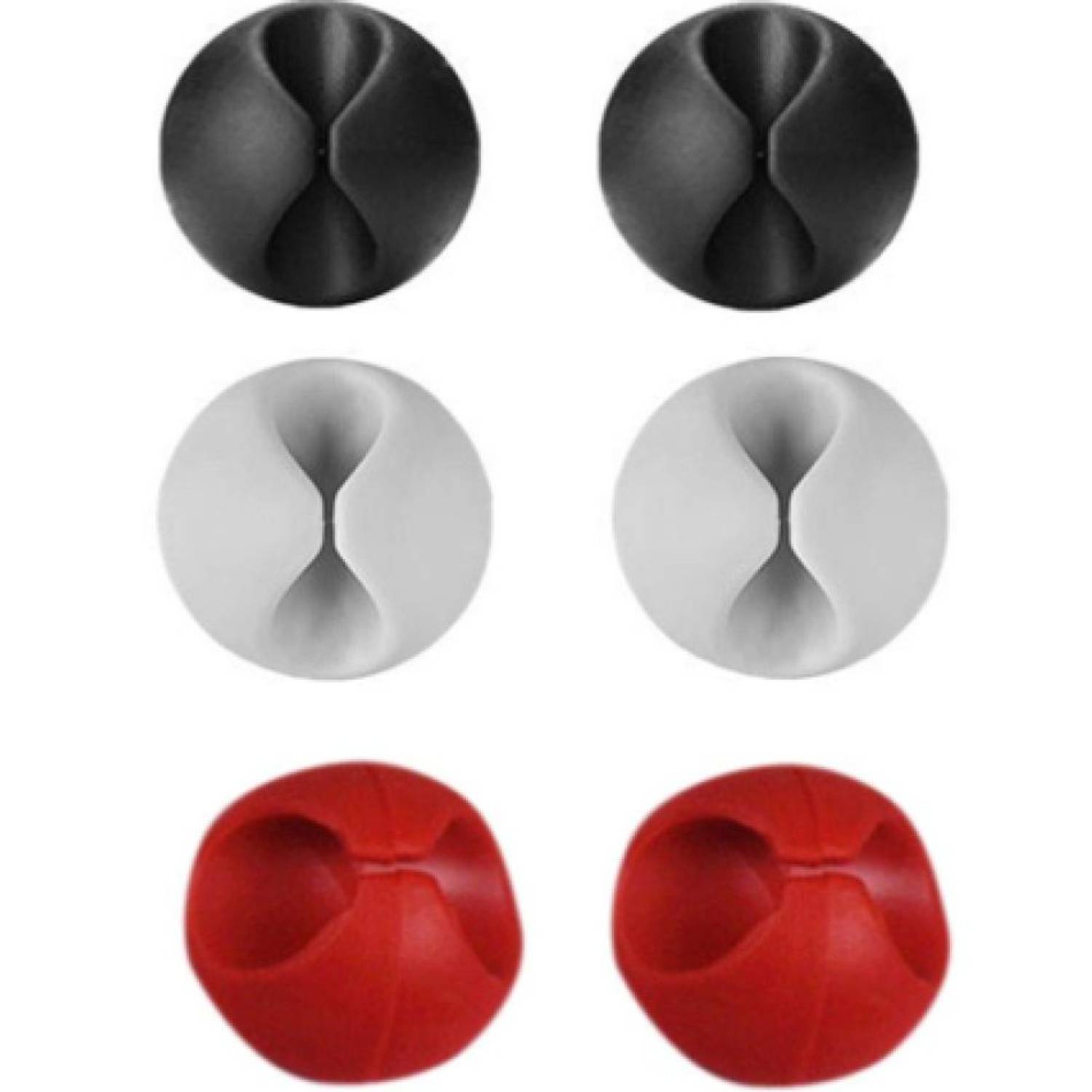 حزمة 6 قطع من مثبتات الكابلات اللاصقة باللون الأبيض والأحمر والأسود