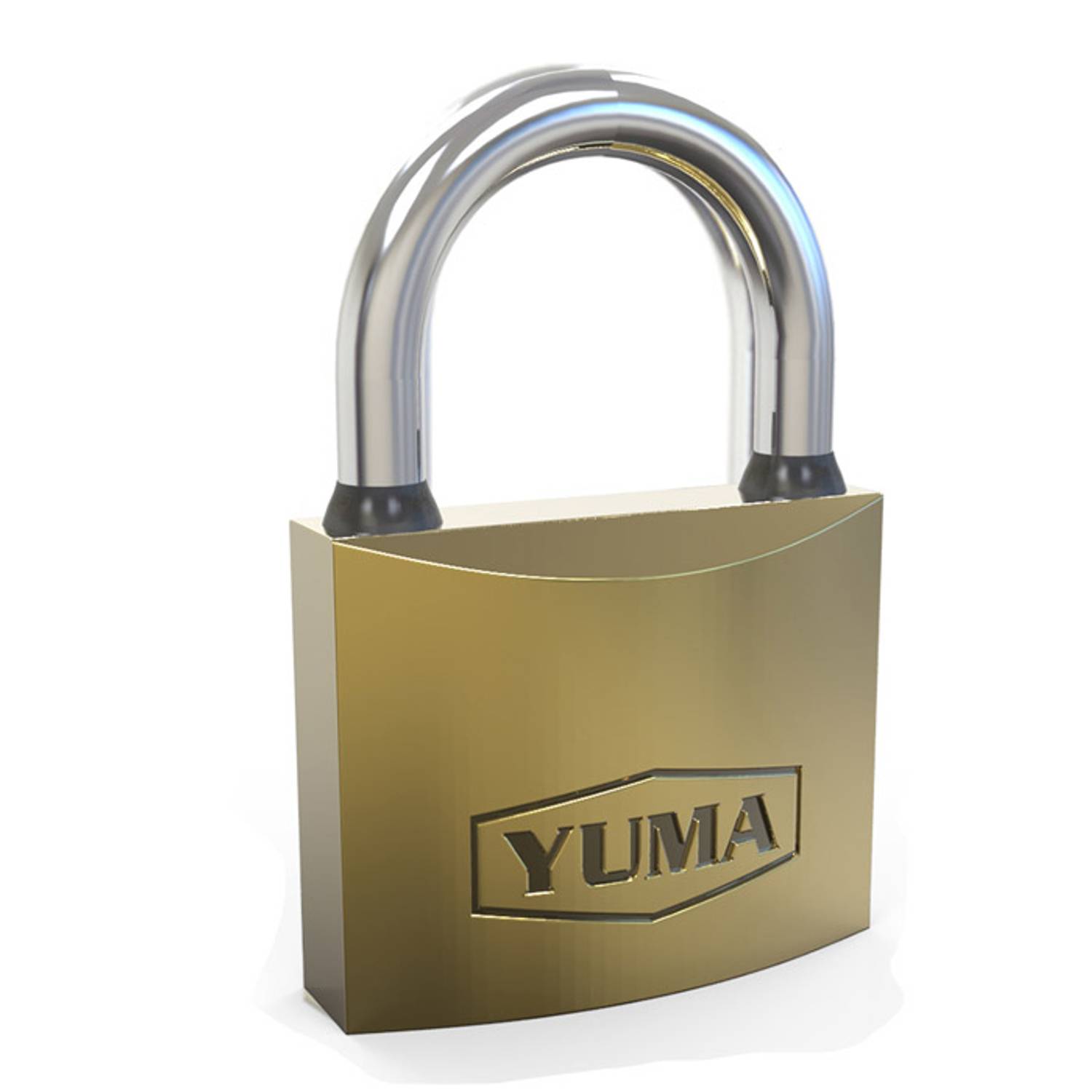 Короткий навісний замок Yuma 50 мм з жовтим покриттям, міцний литий метал, естетичний та стійкий до корозії, ідеальний для дверей та ящиків