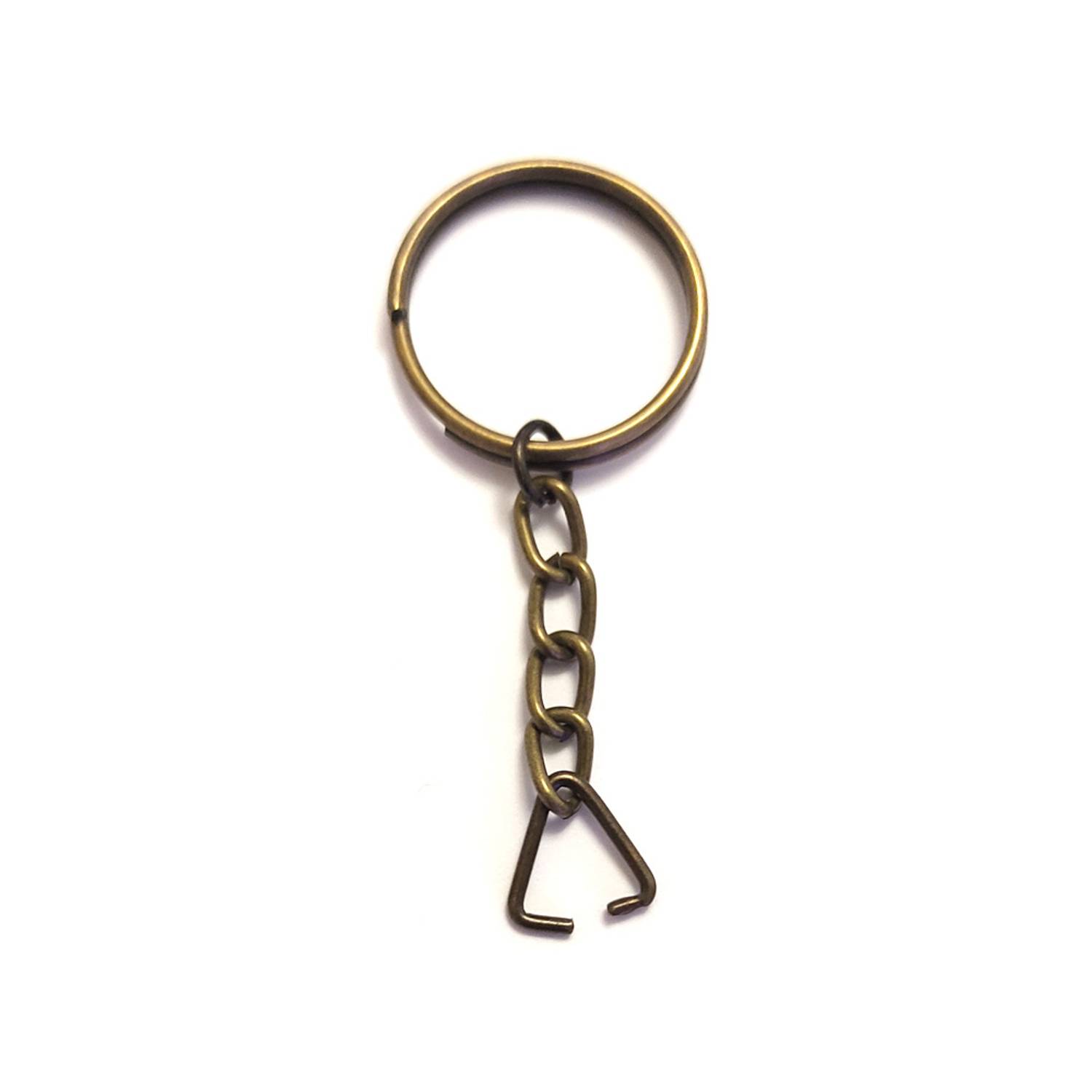 حلقة مفاتيح معدنية أنيقة، قطر 24 مم، تصميم مثلث بسيط، لون قديم، عبوة 1000 قطعة للاستخدام المتعدد