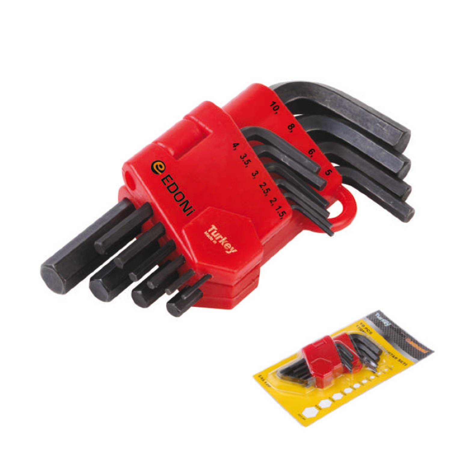 Комплект шестигранних ключів Edoni 120 мм, 10 шт, чорний, універсальний, з надійної сталі, для ремонту й монтажу в домашніх та професійних умовах