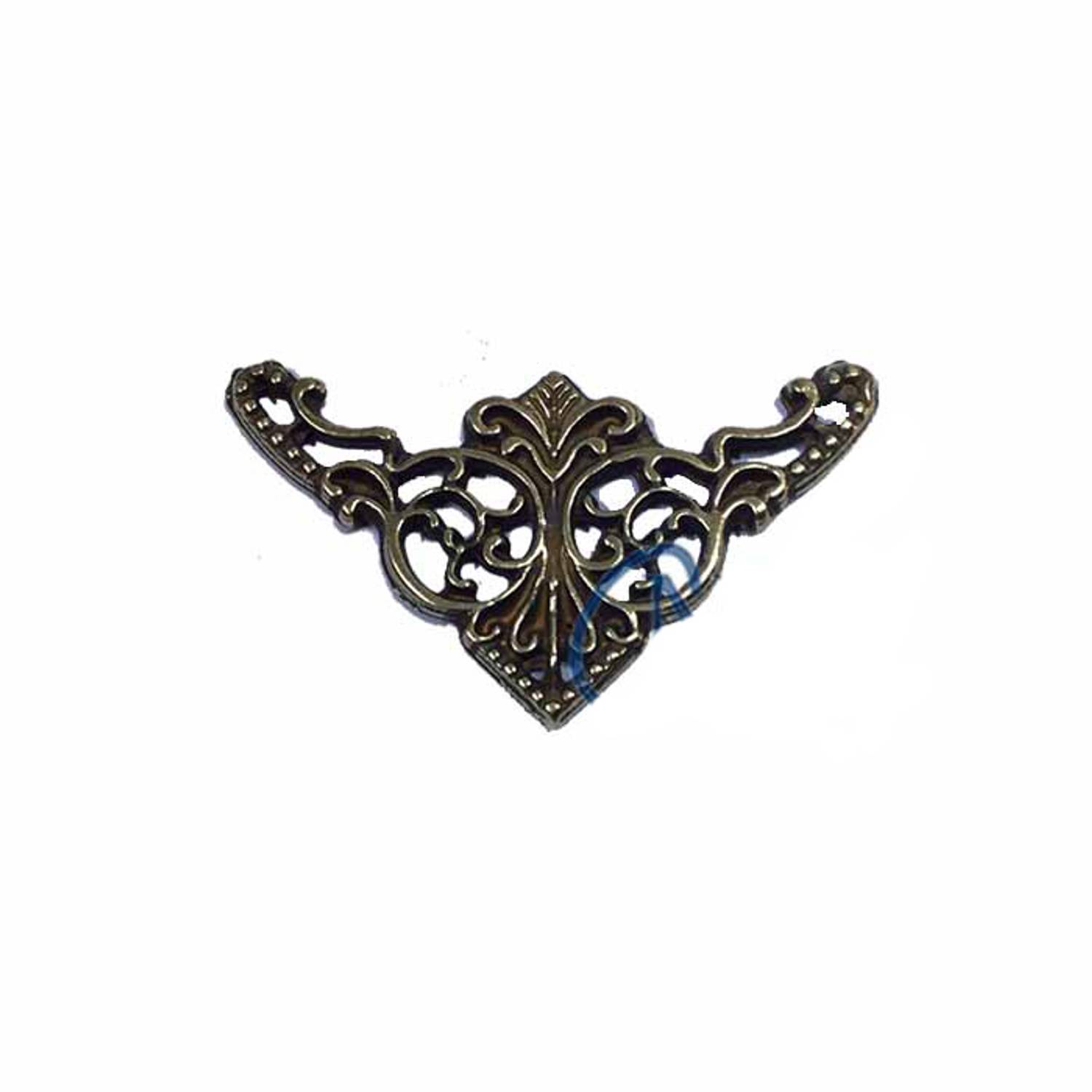 Декоративний куточок, маленький, 19x34 мм, антик, 100 шт. для класичного та ретро декору